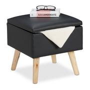 Sitzhocker mit Stauraum Kunstleder Hellbraun-Schwarz von Relaxdays