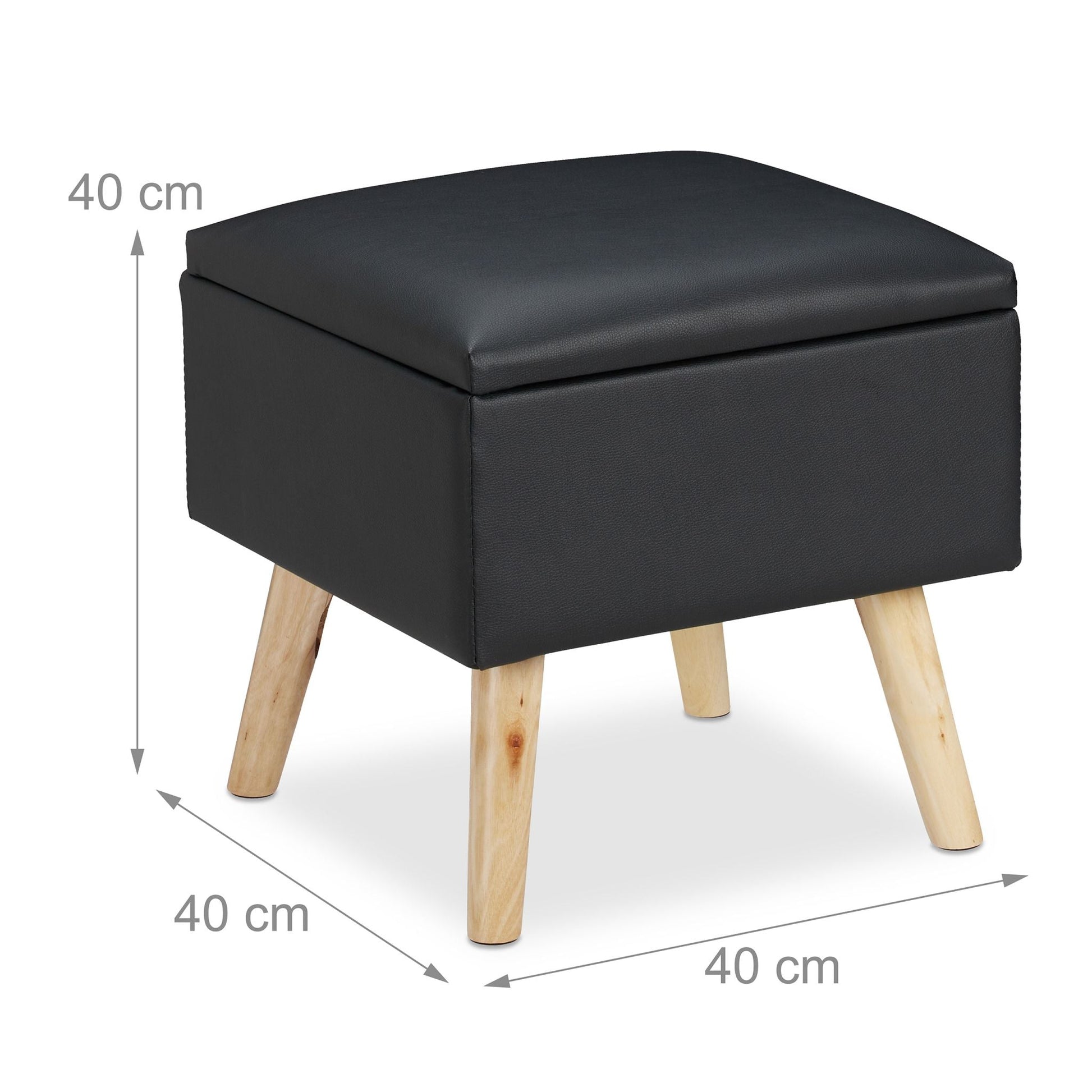 Sitzhocker mit Stauraum Kunstleder Hellbraun-Schwarz von Relaxdays