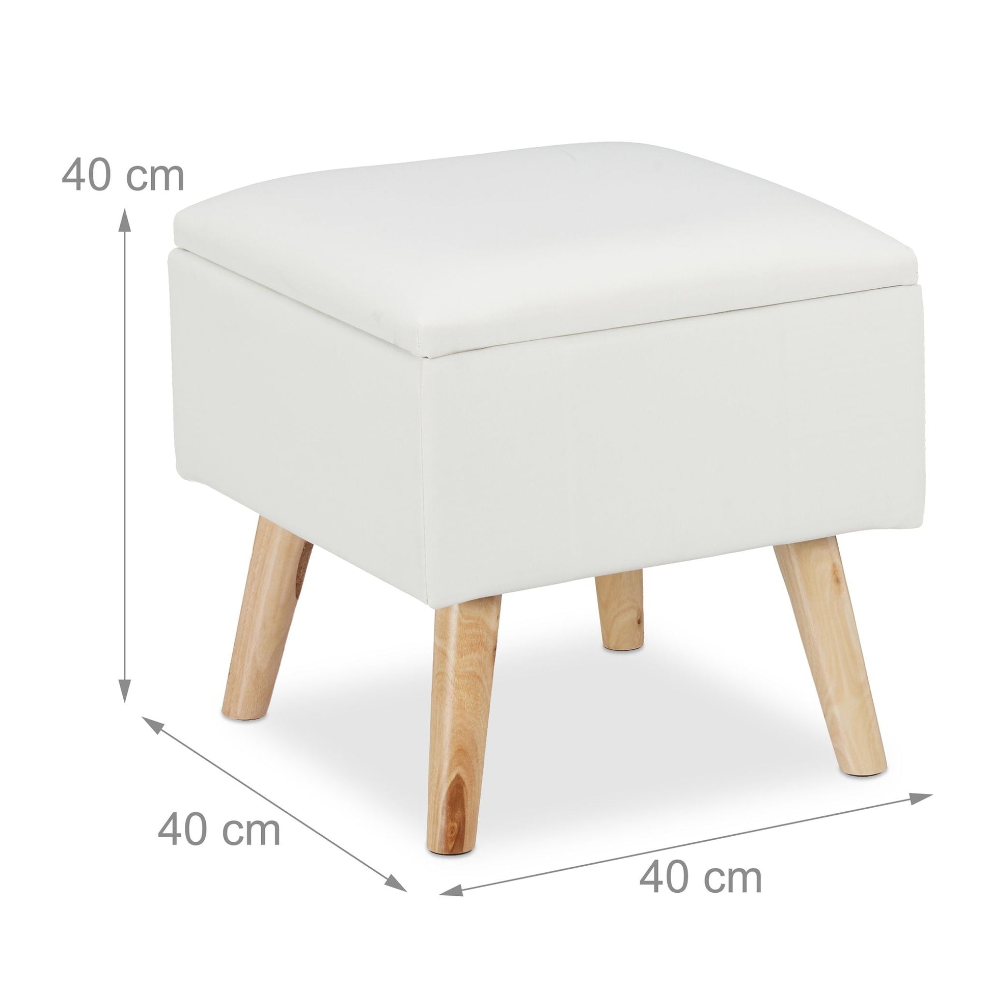Sitzhocker mit Stauraum Kunstleder Weiss-Hellbraun von Relaxdays