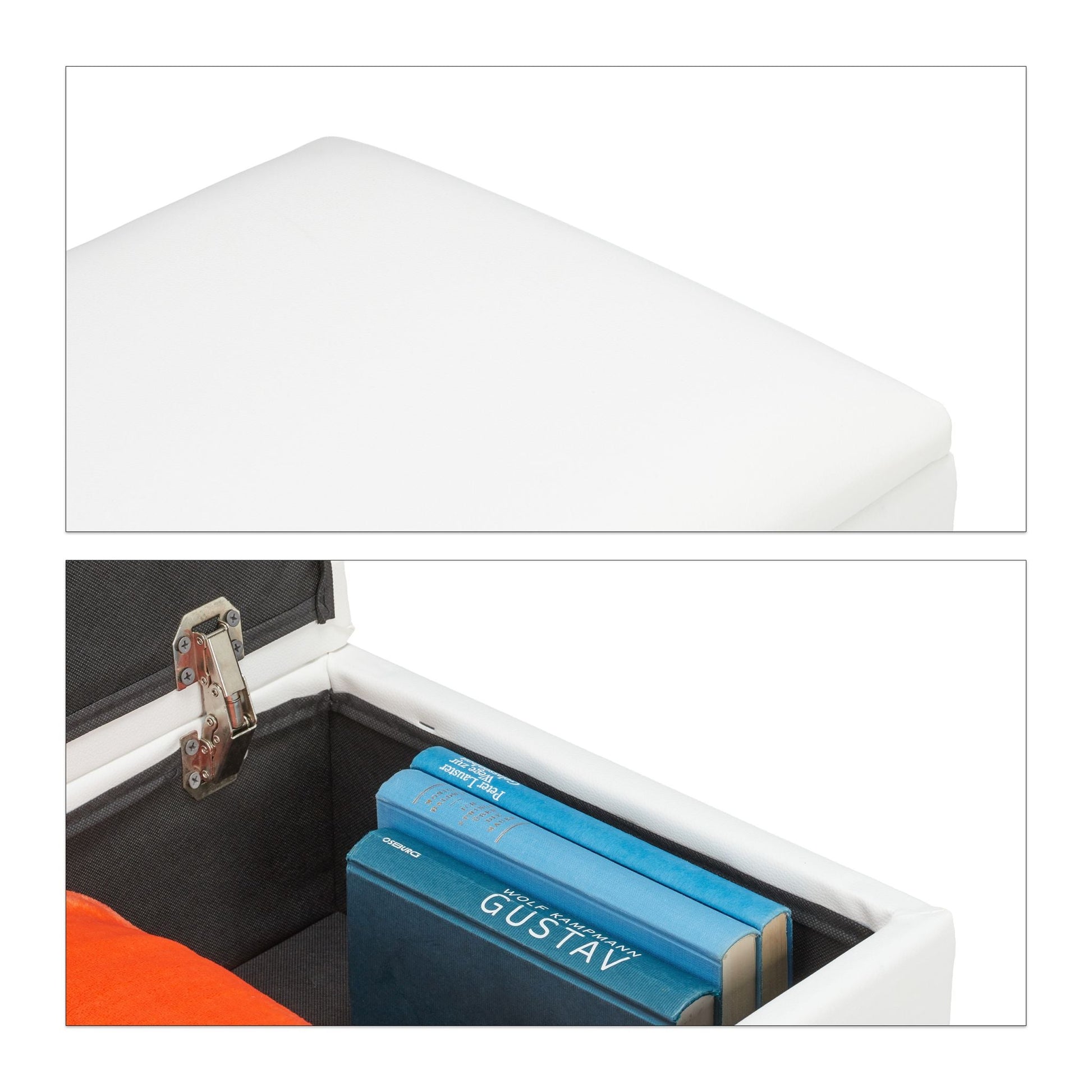 Sitzhocker mit Stauraum Kunstleder Weiss-Hellbraun von Relaxdays