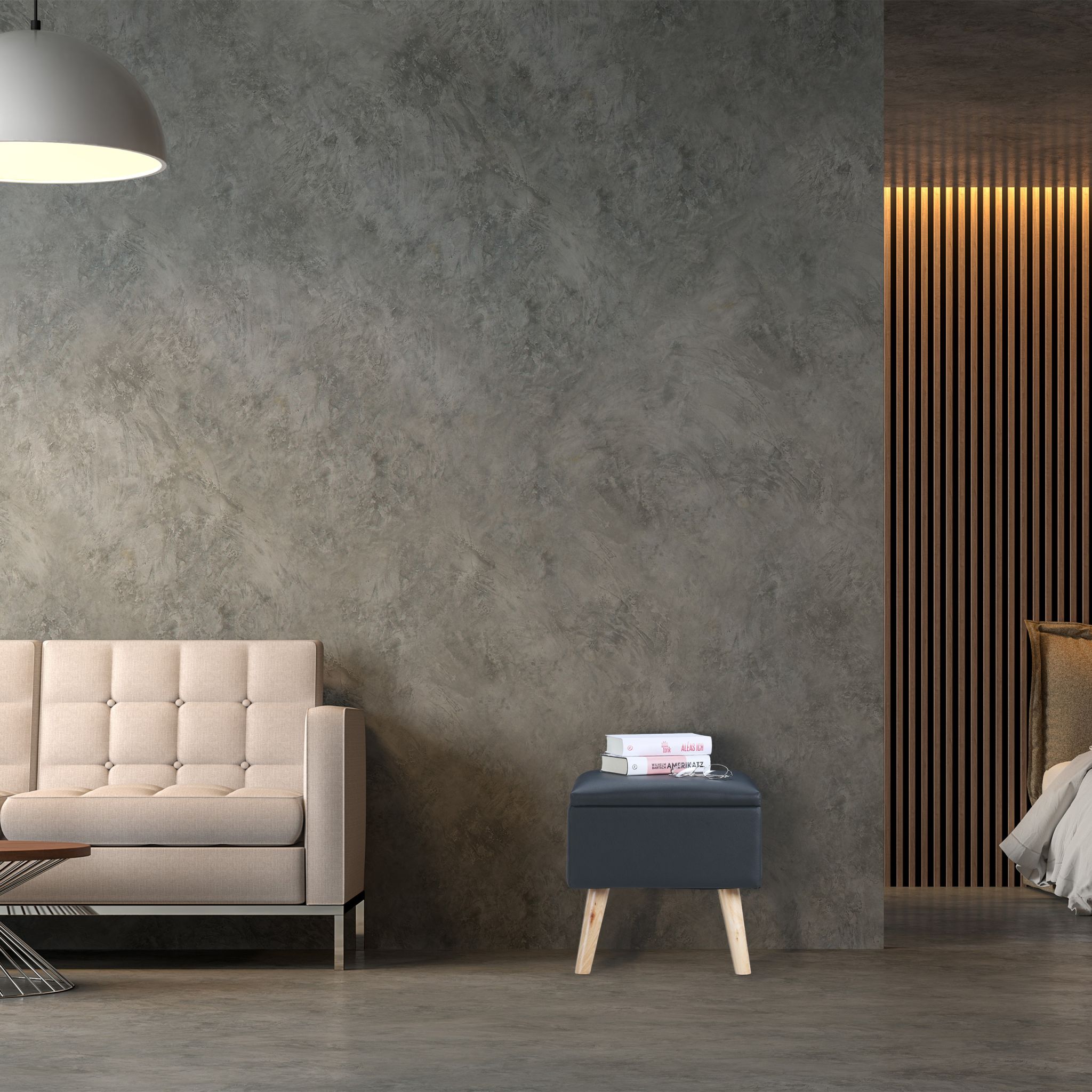 Sitzhocker mit Stauraum Kunstleder Anthrazit-Hellbraun von Relaxdays