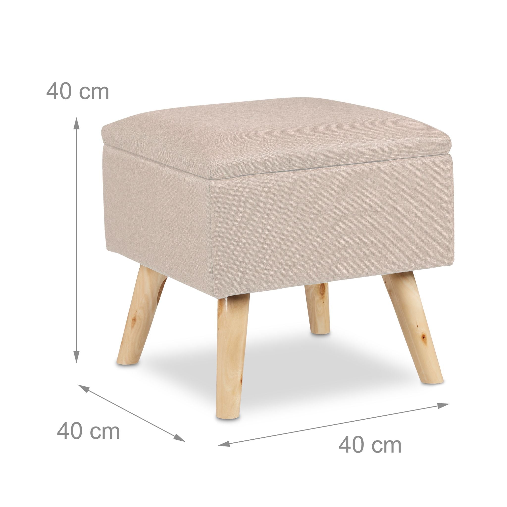 Hocker mit Stauraum Beige-Hellbraun von Relaxdays