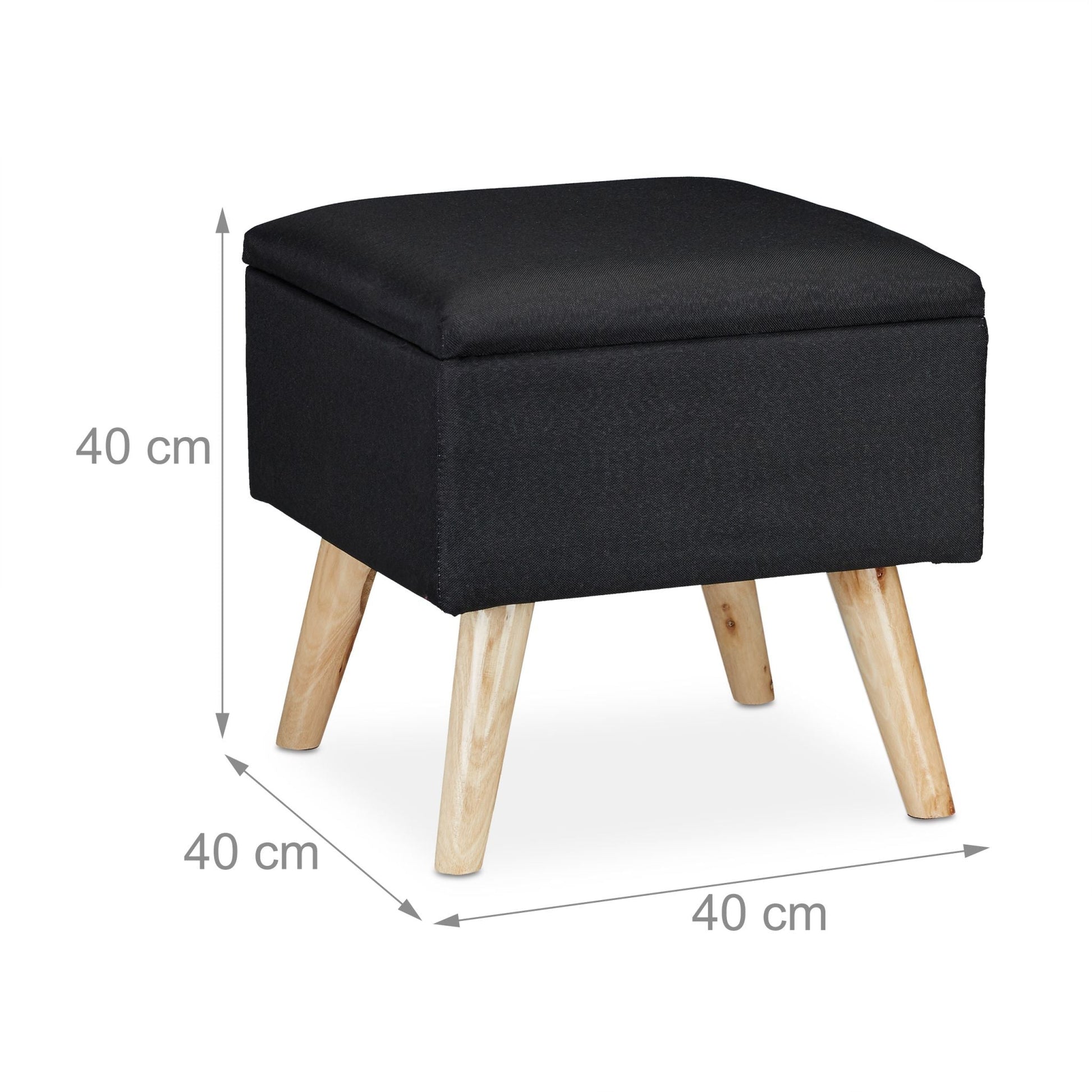 Hocker mit Stauraum Hellbraun-Schwarz von Relaxdays