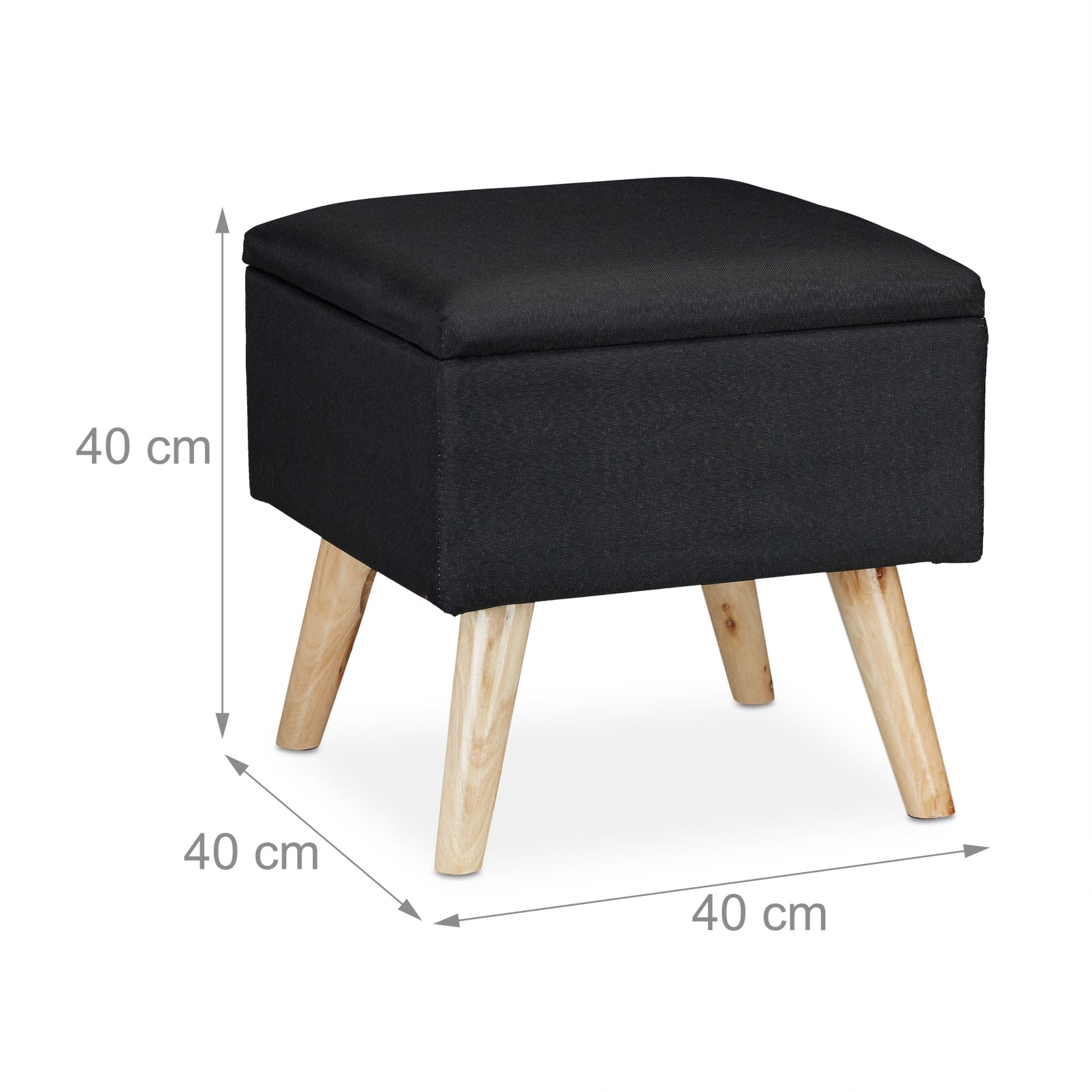 Hocker mit Stauraum Hellbraun-Schwarz von Relaxdays