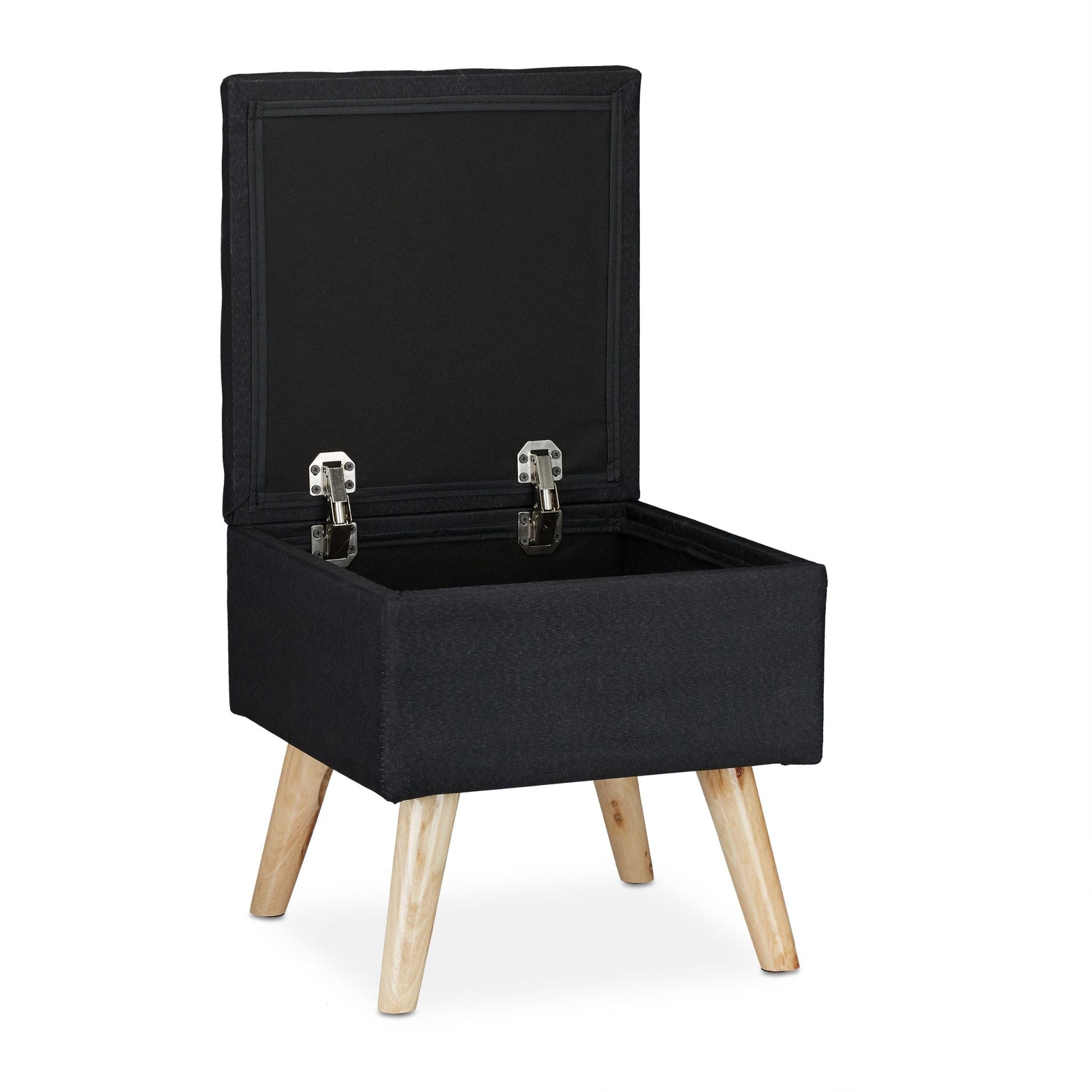 Hocker mit Stauraum Hellbraun-Schwarz von Relaxdays