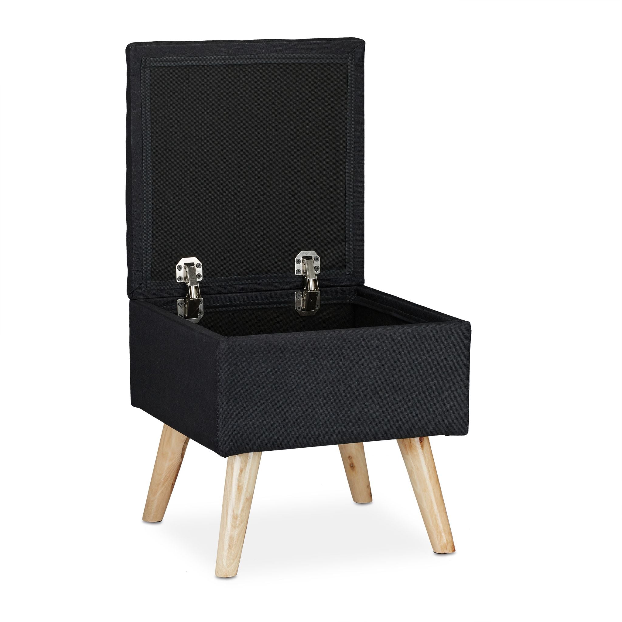 Hocker mit Stauraum Hellbraun-Schwarz von Relaxdays