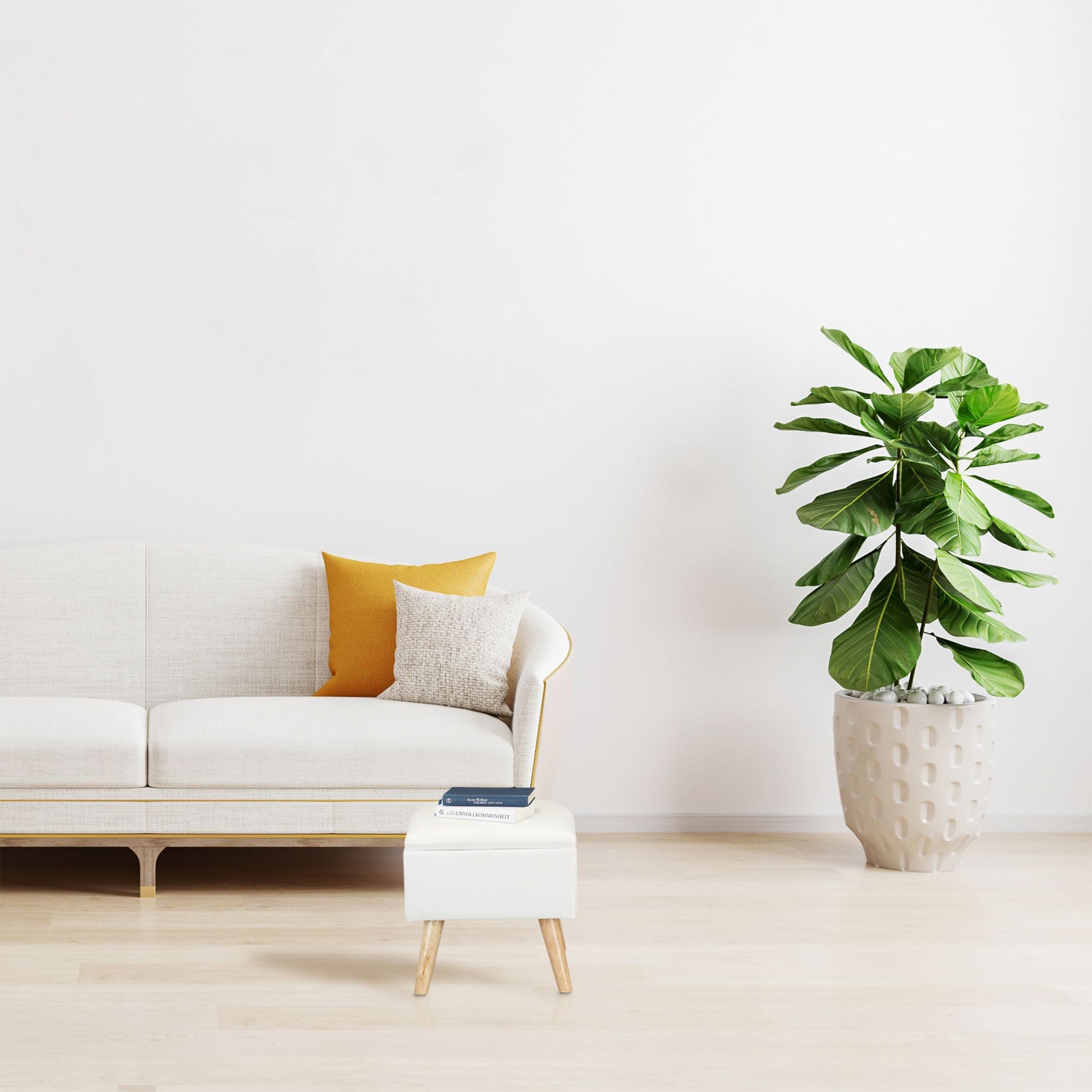 Hocker mit Stauraum Weiss-Hellbraun von Relaxdays