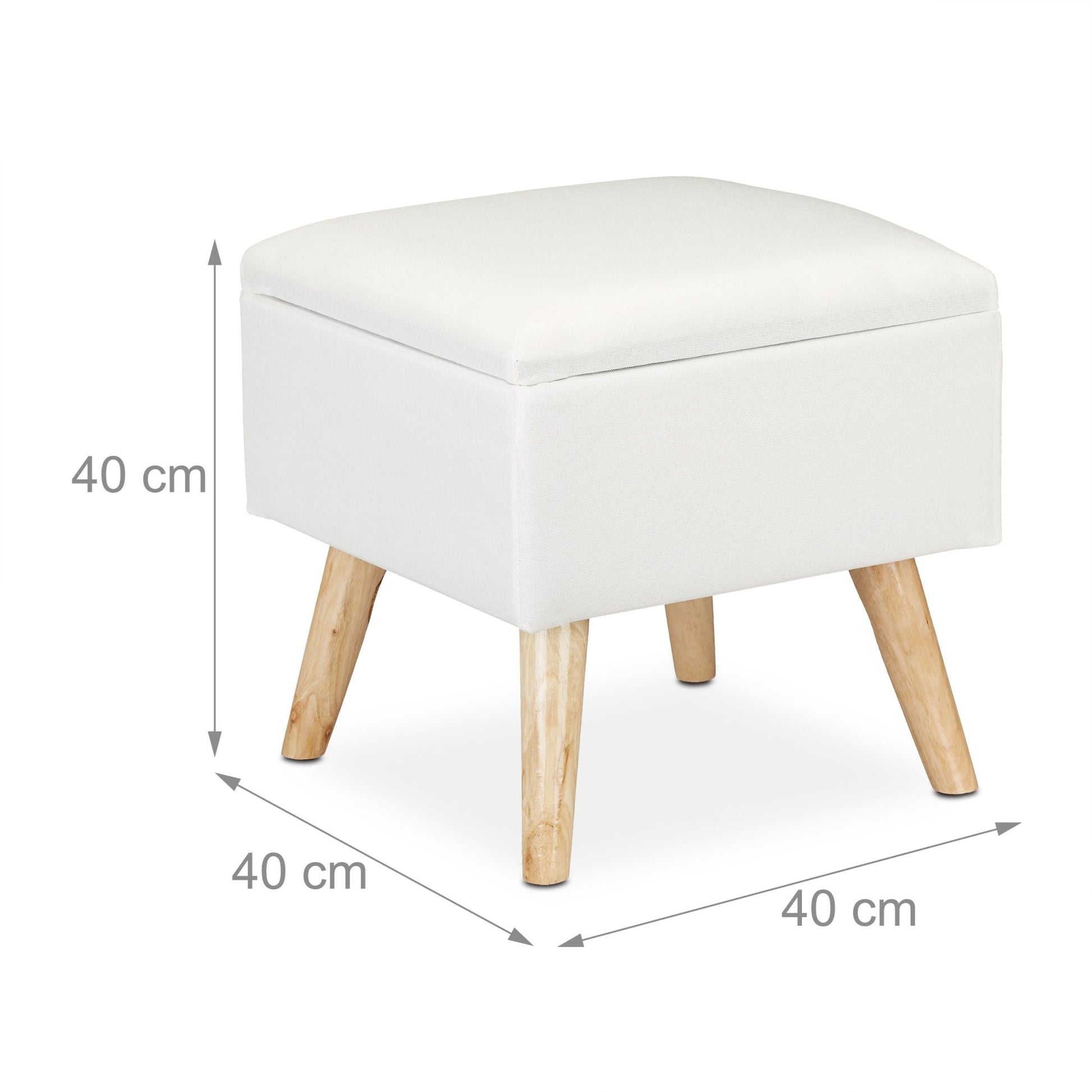 Hocker mit Stauraum Weiss-Hellbraun von Relaxdays