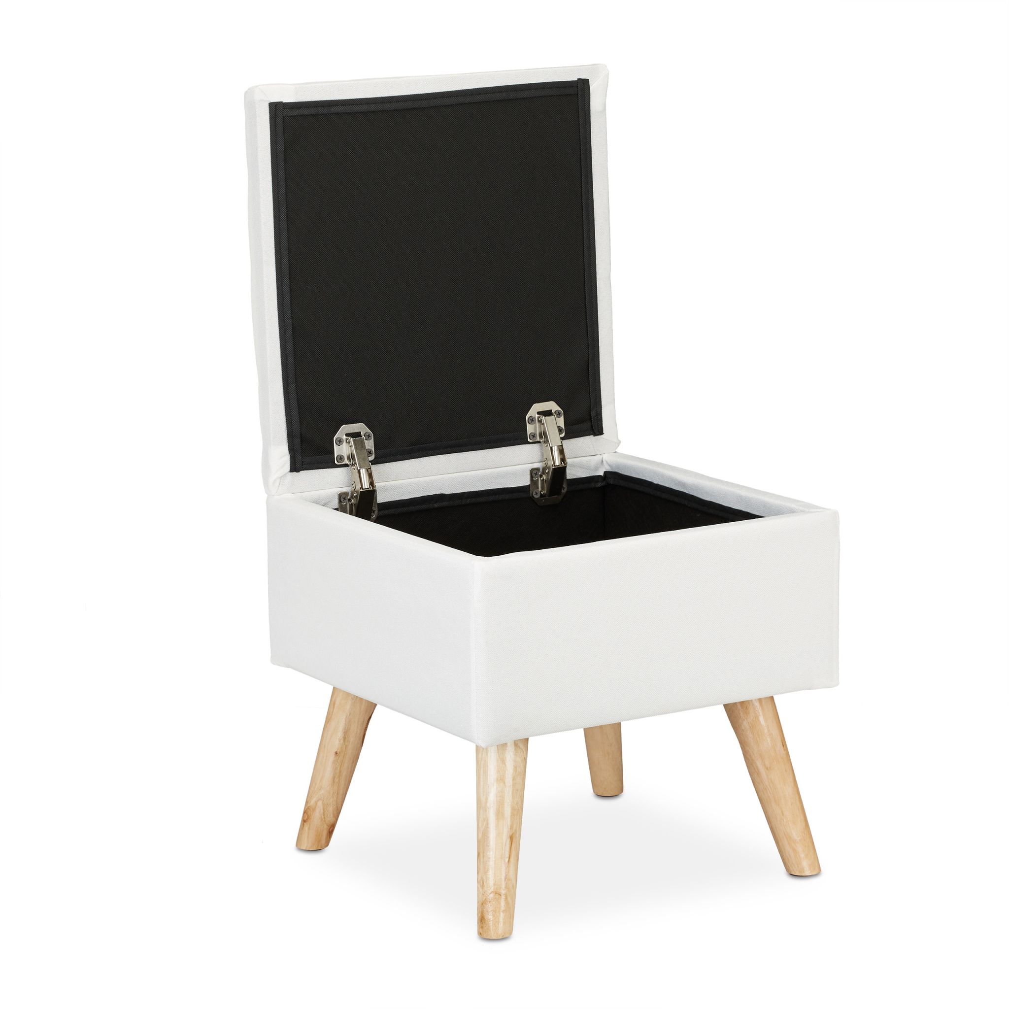 Hocker mit Stauraum Weiss-Hellbraun von Relaxdays