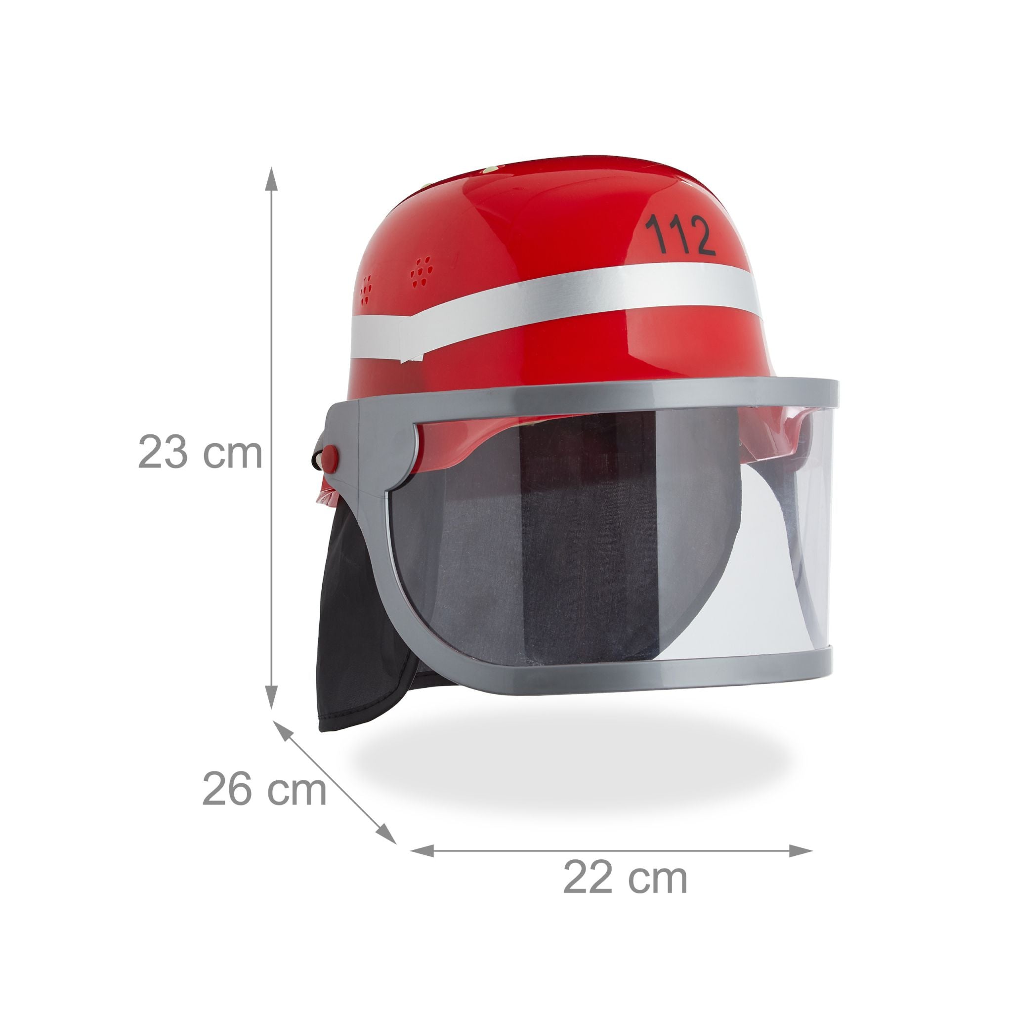Feuerwehrhelm Kinder Rot-Schwarz-Silber von Relaxdays