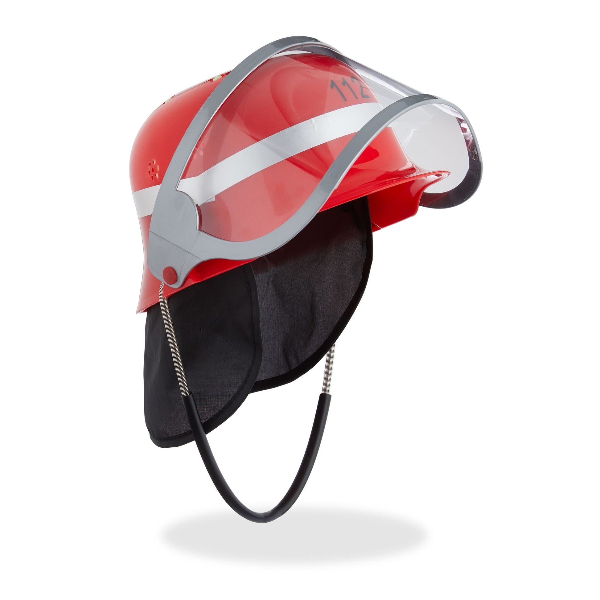 Feuerwehrhelm Kinder Rot-Schwarz-Silber von Relaxdays