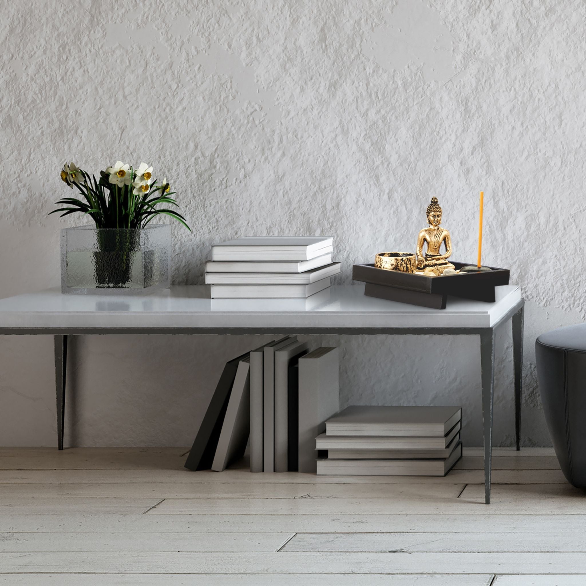Zen Garten mit Buddha Braun-Schwarz