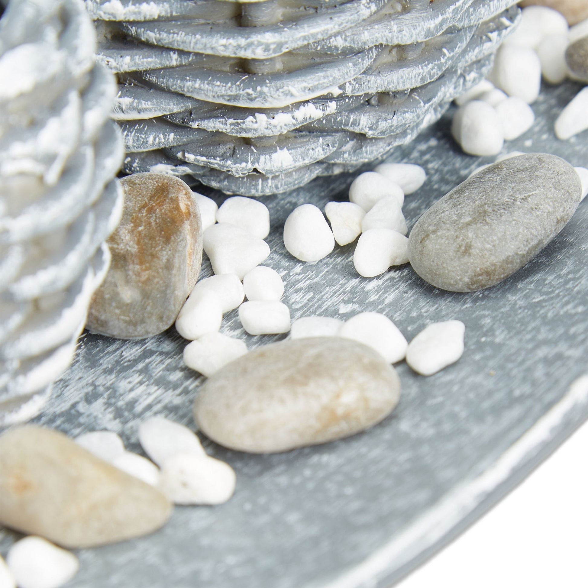 Kerzen Deko mit Schale Weiss-Braun-Grau von Relaxdays