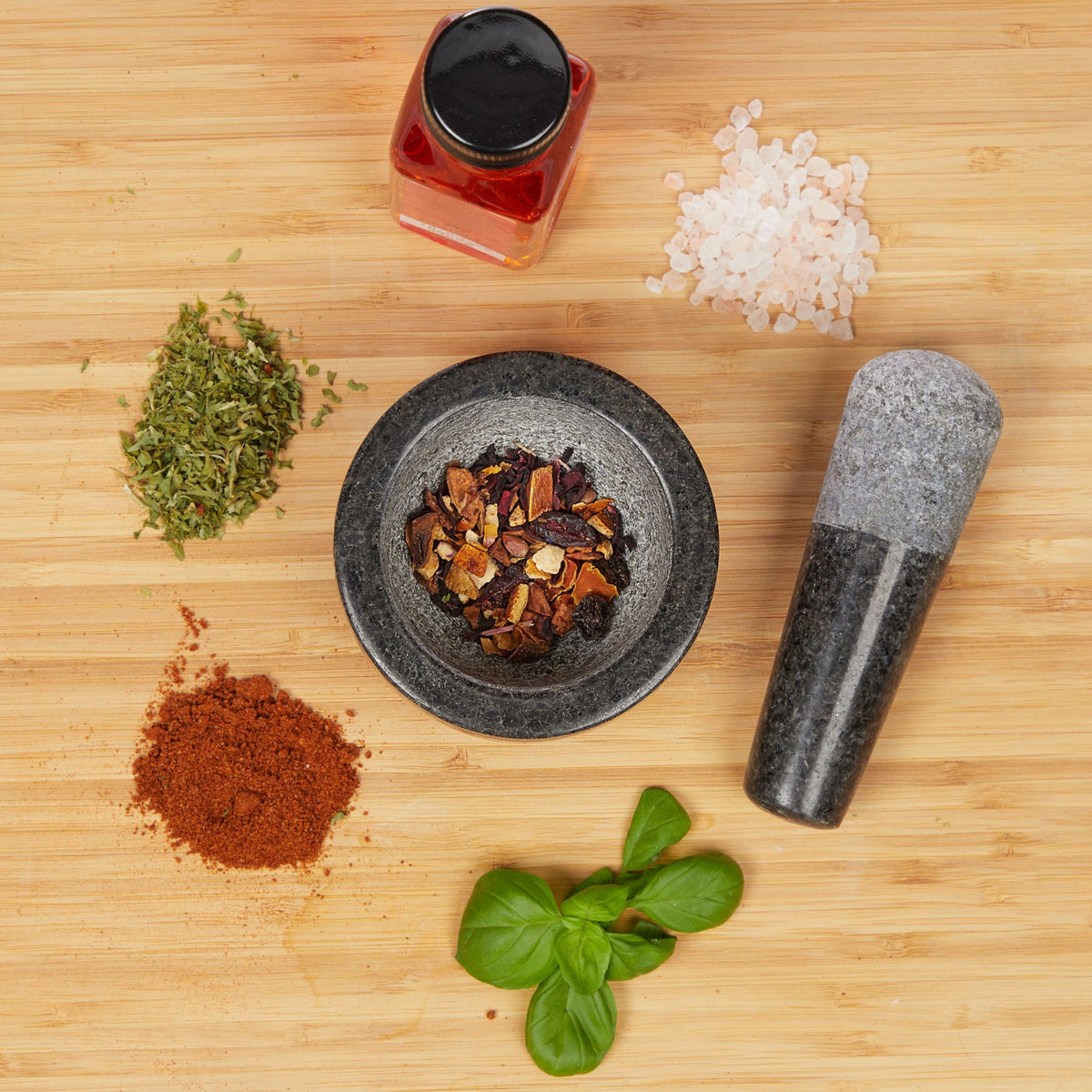 Granit Mörser mit Stössel klein Anthrazit von Relaxdays