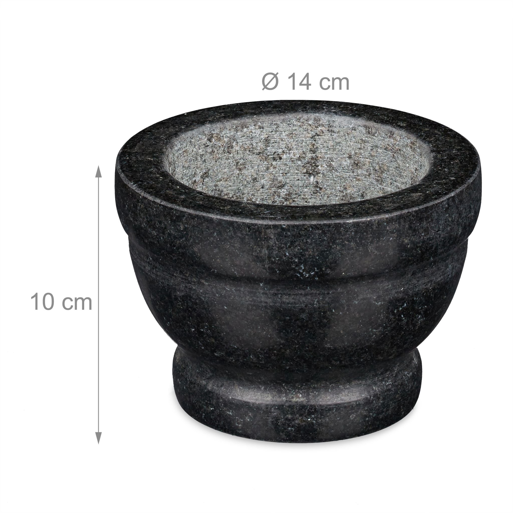 Granit Mörser mit Stössel XL Schwarz von Relaxdays