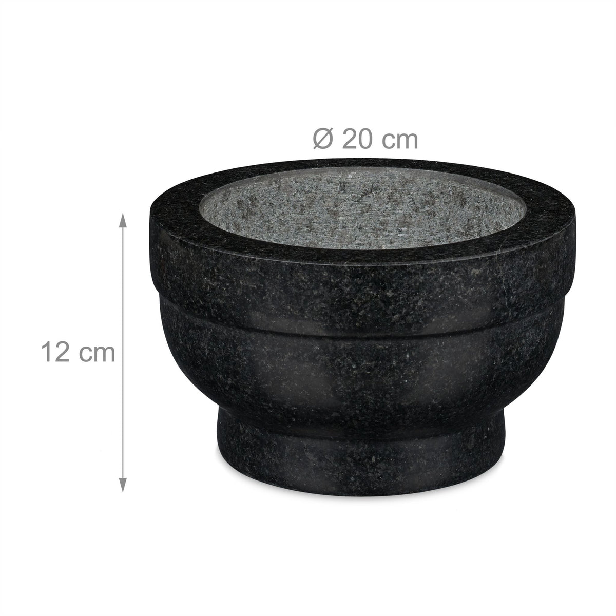 Granit Mörser mit Stössel 20cm Schwarz-Grau von Relaxdays