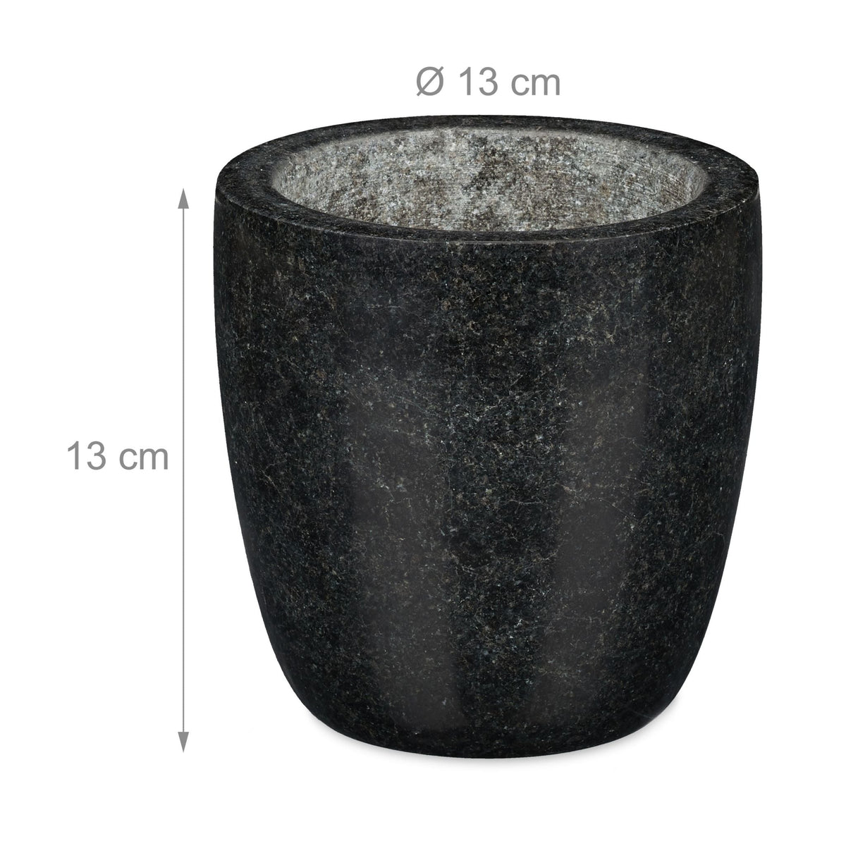 Granit Mörser mit Stössel hoch Schwarz von Relaxdays