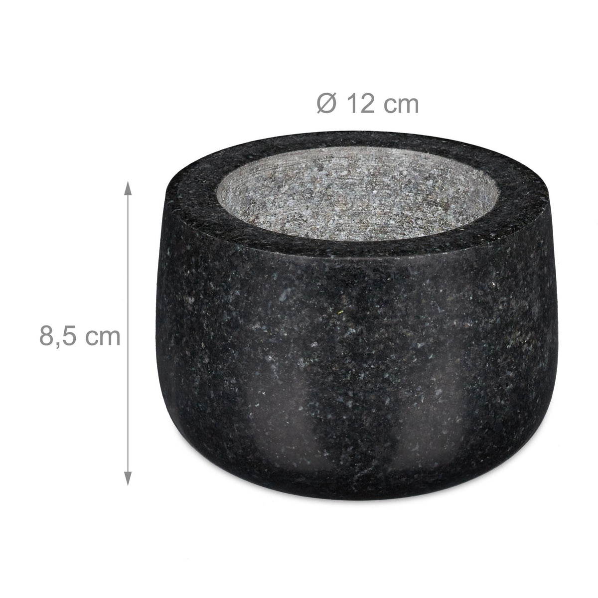 Granit Mörser mit Stössel 12cm Schwarz von Relaxdays