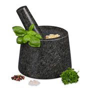 Granitmörser mit Stössel für Pesto Anthrazit von Relaxdays
