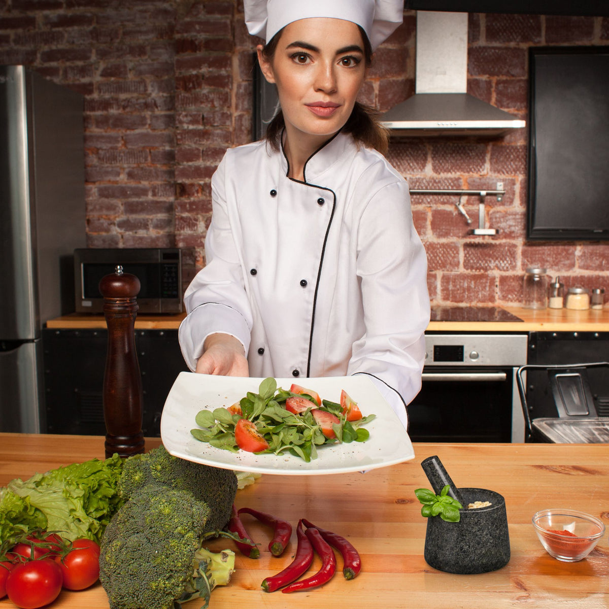 Granitmörser mit Stössel für Pesto Anthrazit von Relaxdays