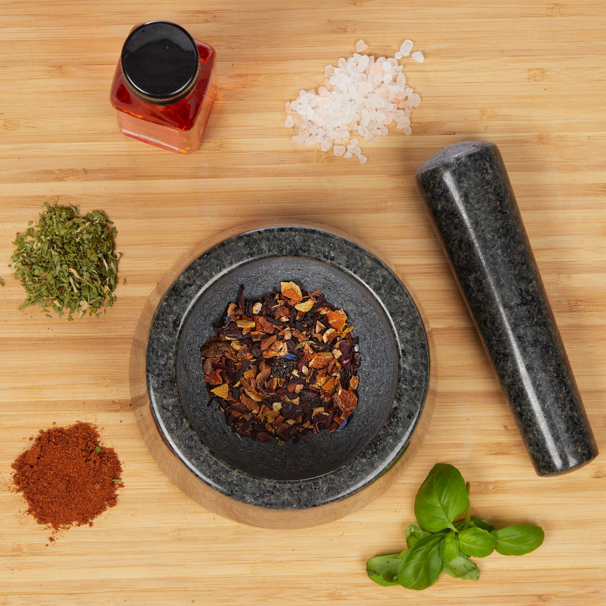 Granitmörser mit Stössel für Pesto Anthrazit von Relaxdays