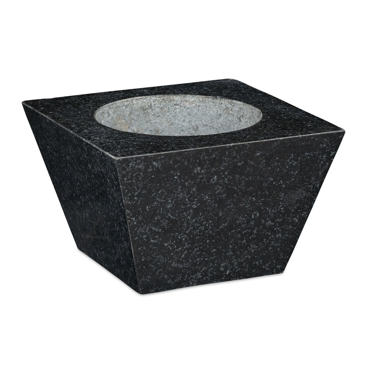 Eckiger Mörser mit Stössel Granit Schwarz-Grau von Relaxdays