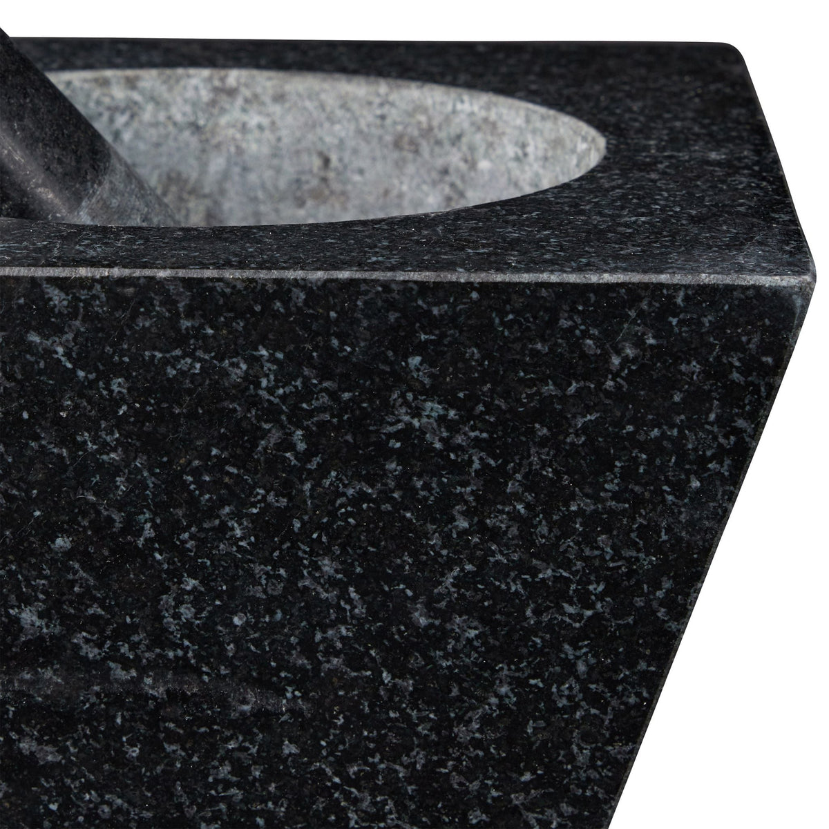 Eckiger Mörser mit Stössel Granit Schwarz-Grau von Relaxdays