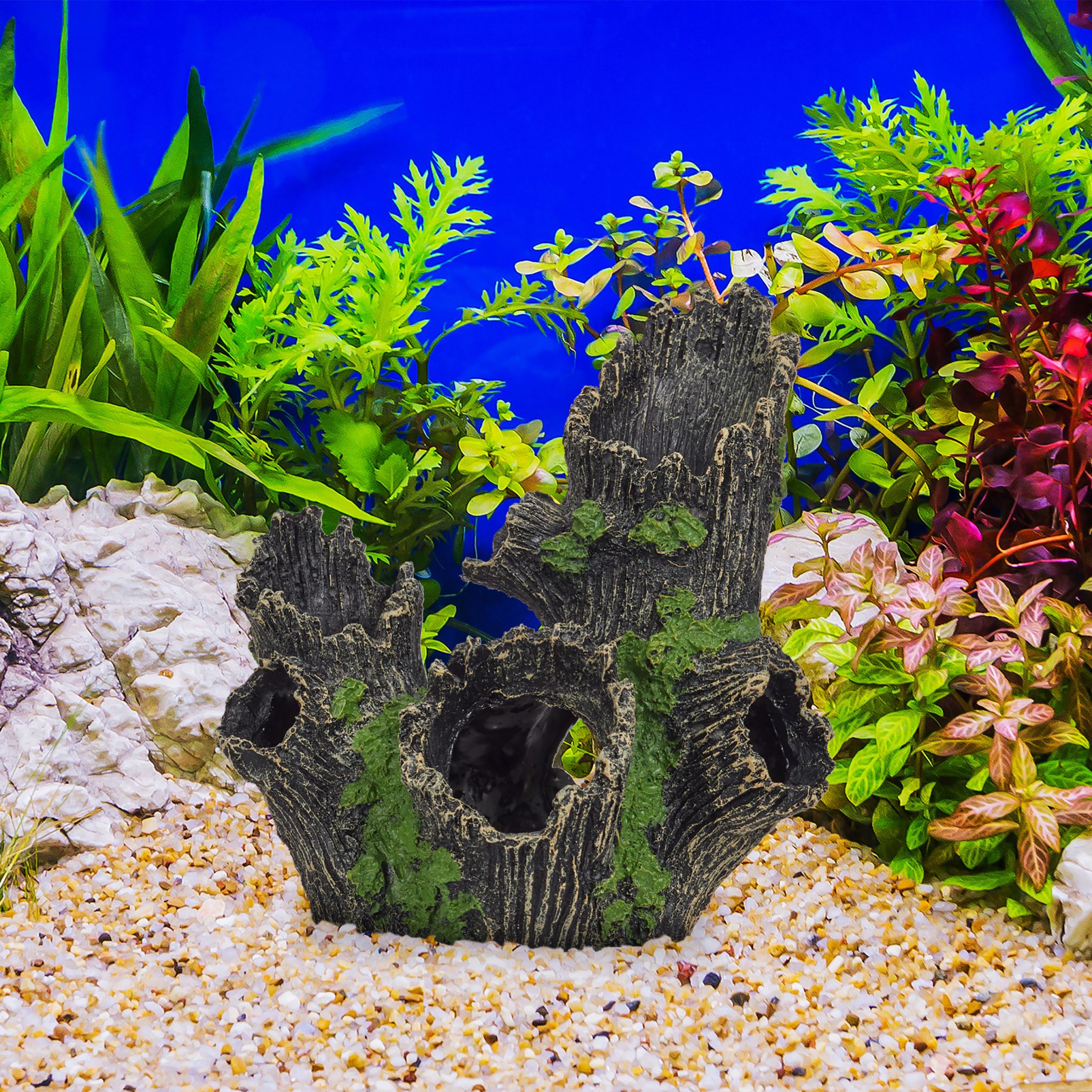 Aquarium Deko Baumstamm Grün-Schwarz von Relaxdays