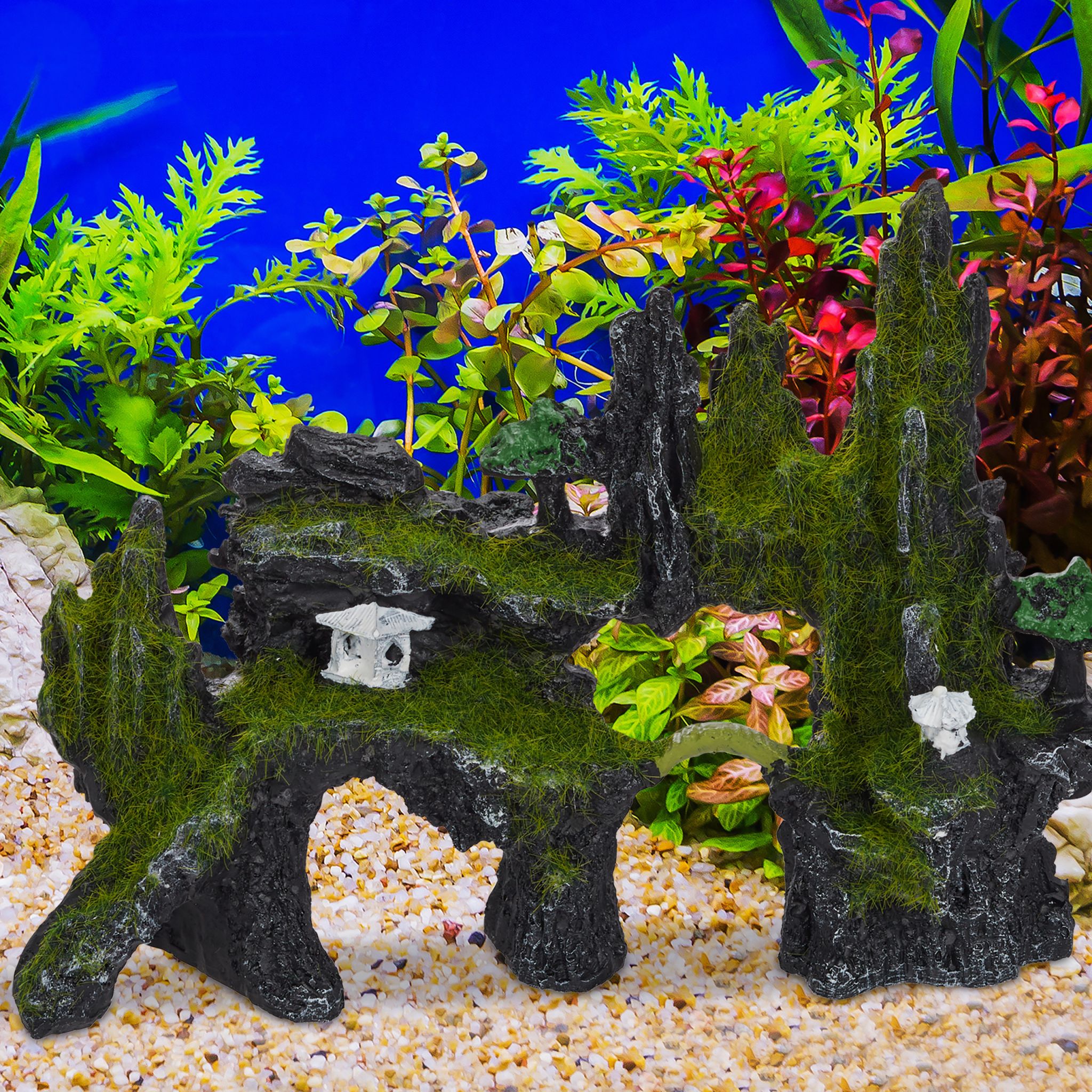 Aquarium Deko Felsen Grün-Schwarz von Relaxdays