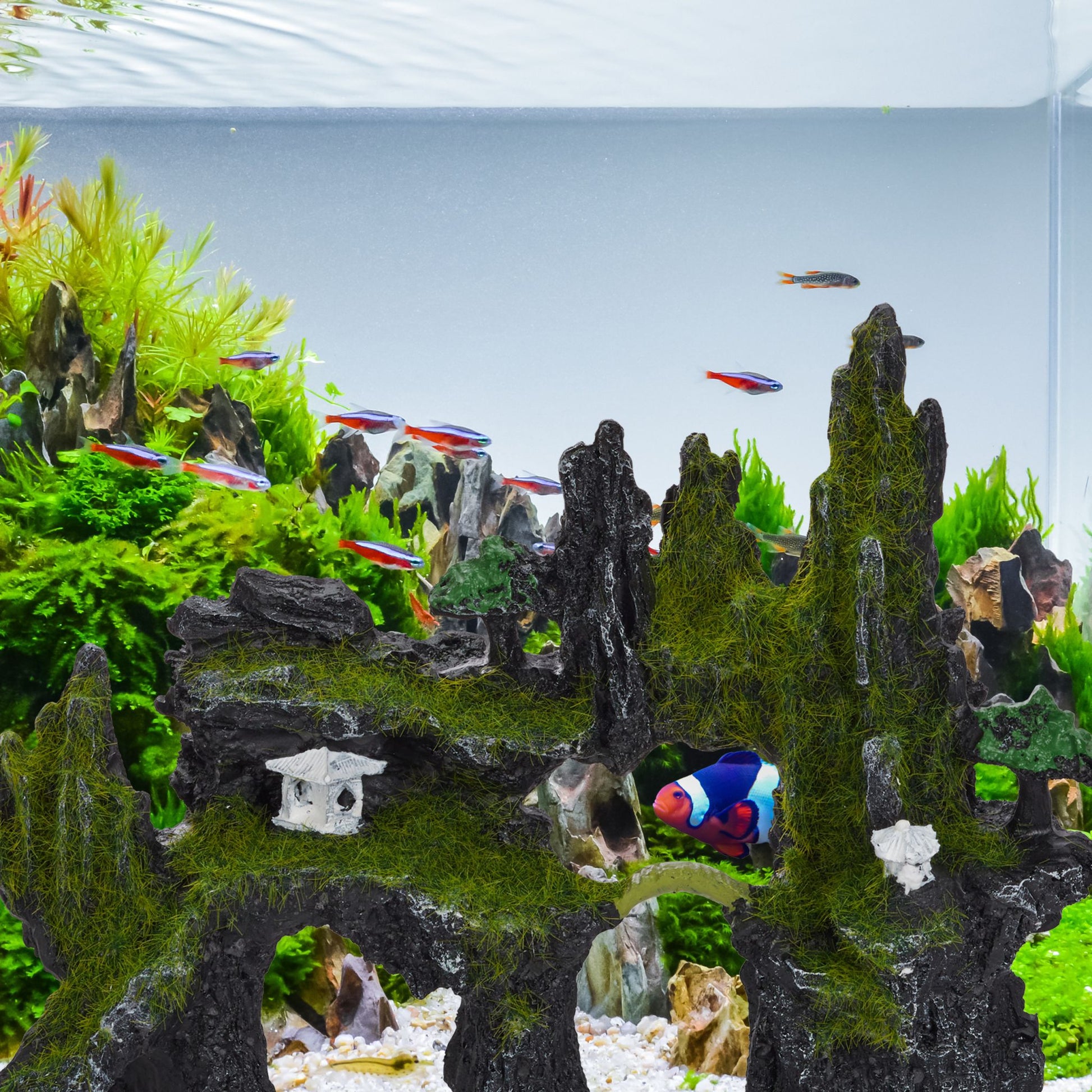 Aquarium Deko Felsen Grün-Schwarz von Relaxdays