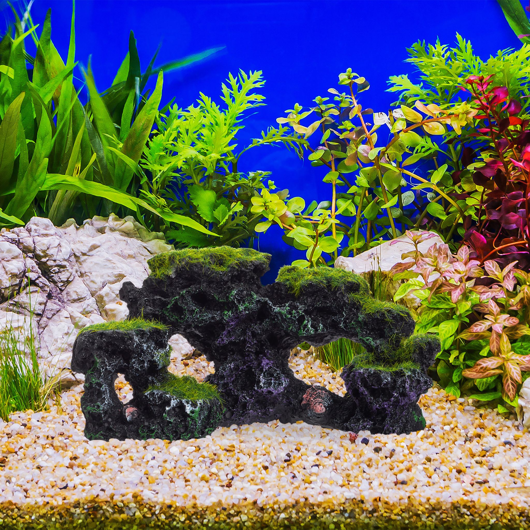 Aquarium Deko Stein Grün-Schwarz von Relaxdays