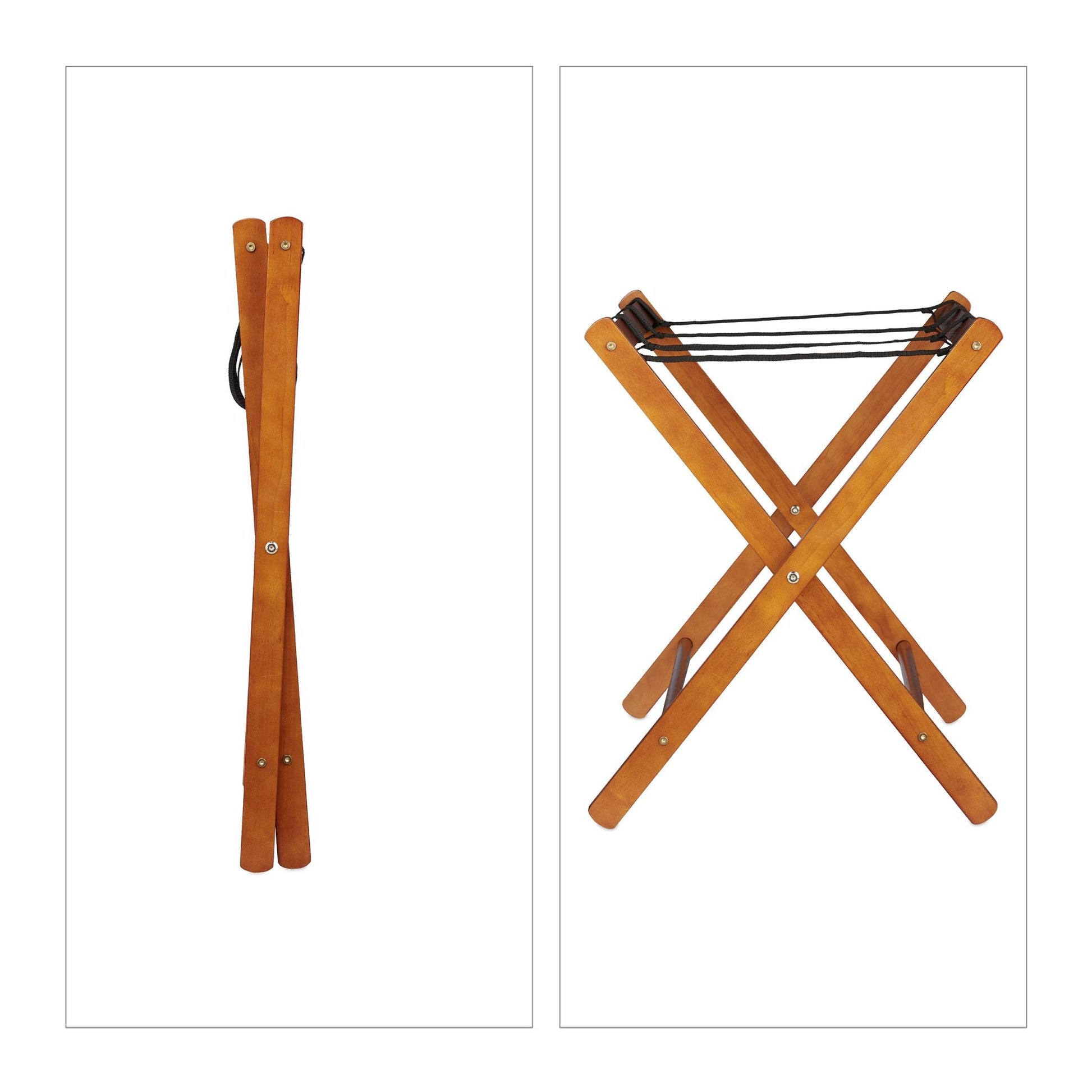Kofferständer Holz klappbar Braun-Schwarz von Relaxdays