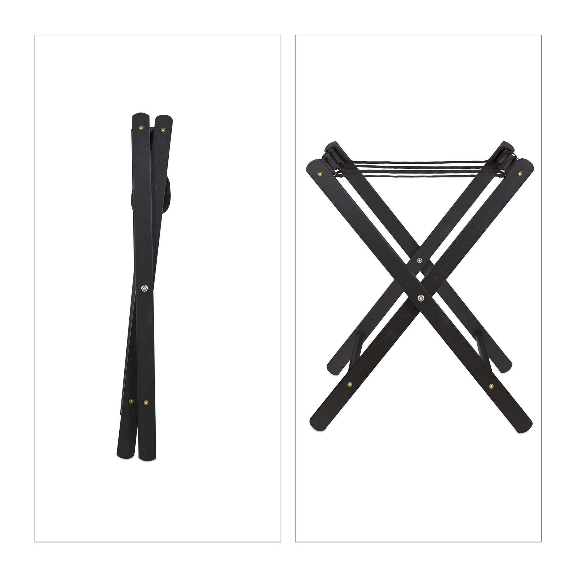 Kofferständer Holz klappbar Schwarz von Relaxdays