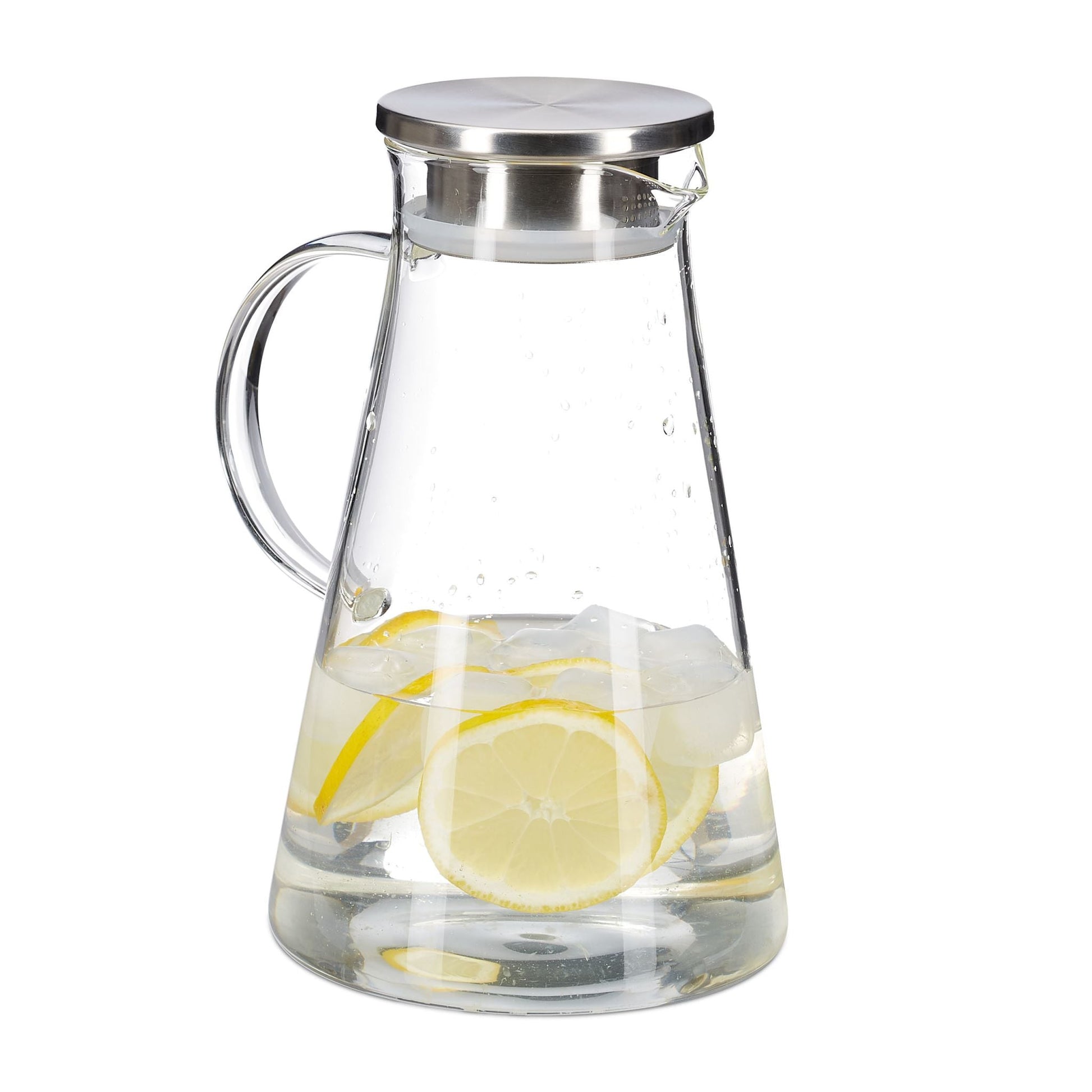 Glaskaraffe mit Deckel 1,8L Silber-Transparent von Relaxdays