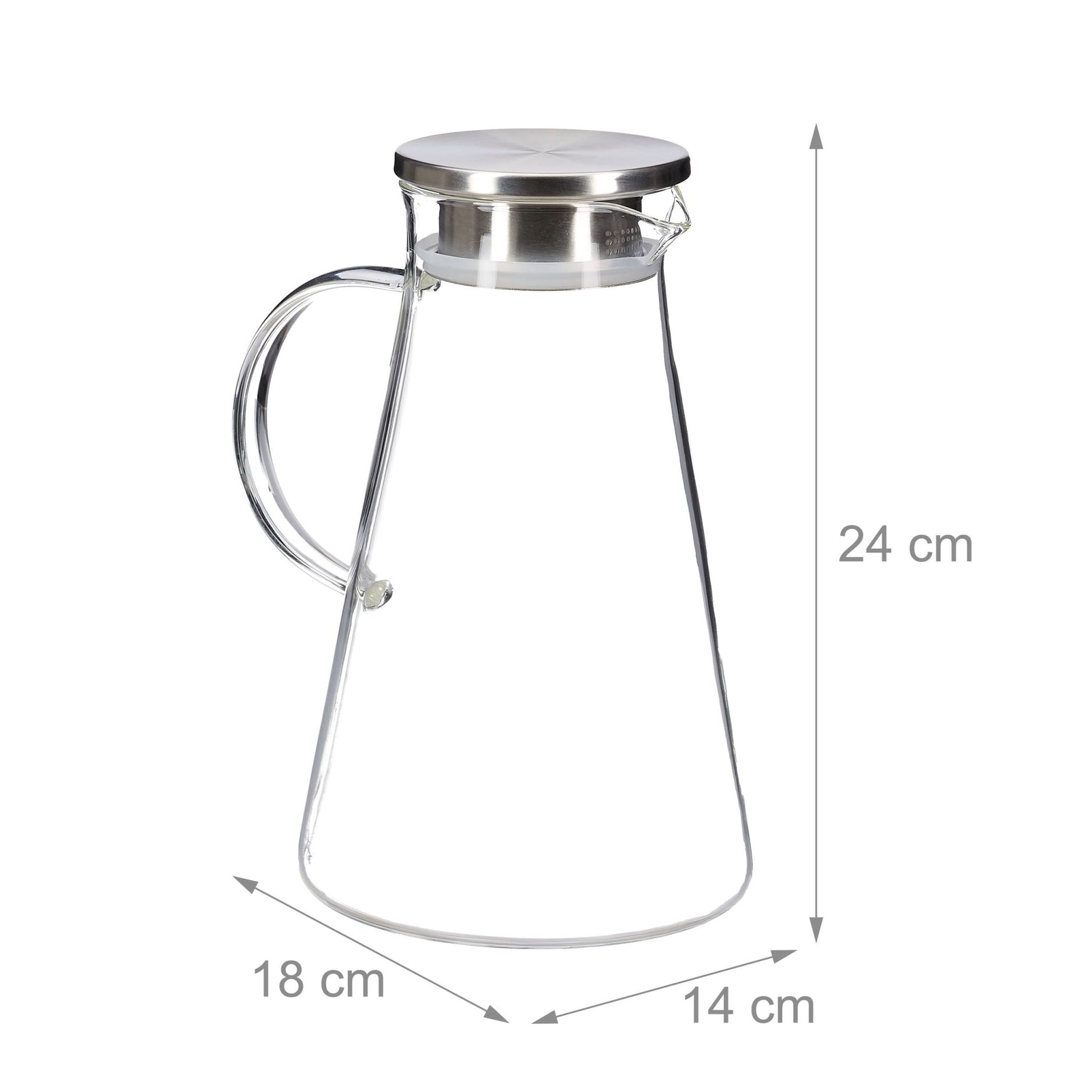 Glaskaraffe mit Deckel 1,8L Silber-Transparent von Relaxdays