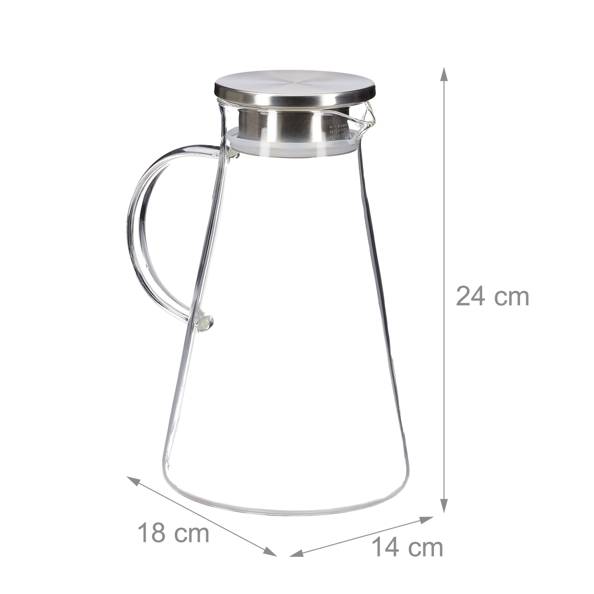 Glaskaraffe mit Deckel 1,8L Silber-Transparent von Relaxdays