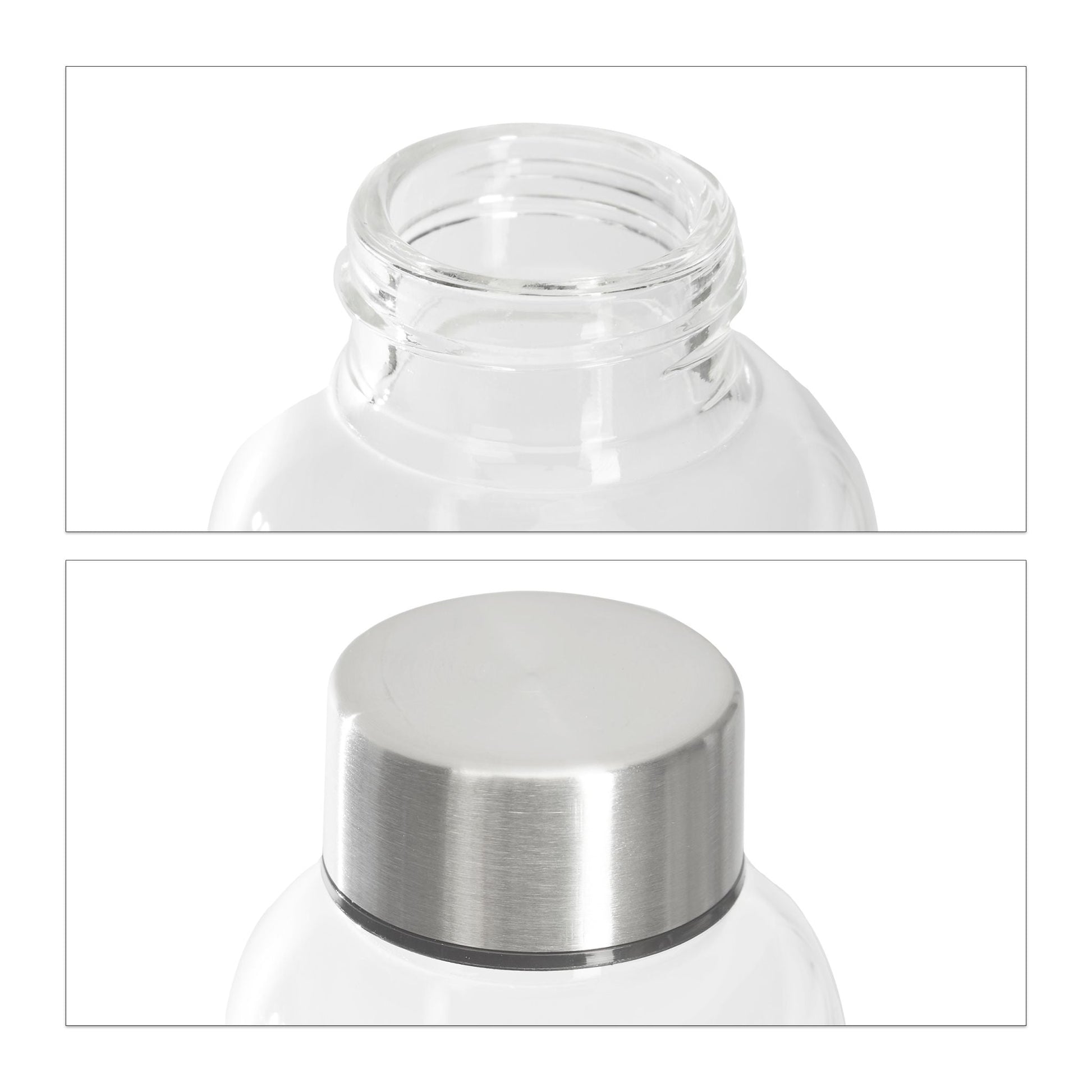 Trinkflasche Glas 500ml 6er-Set Schwarz-Silber-Transparent von Relaxdays