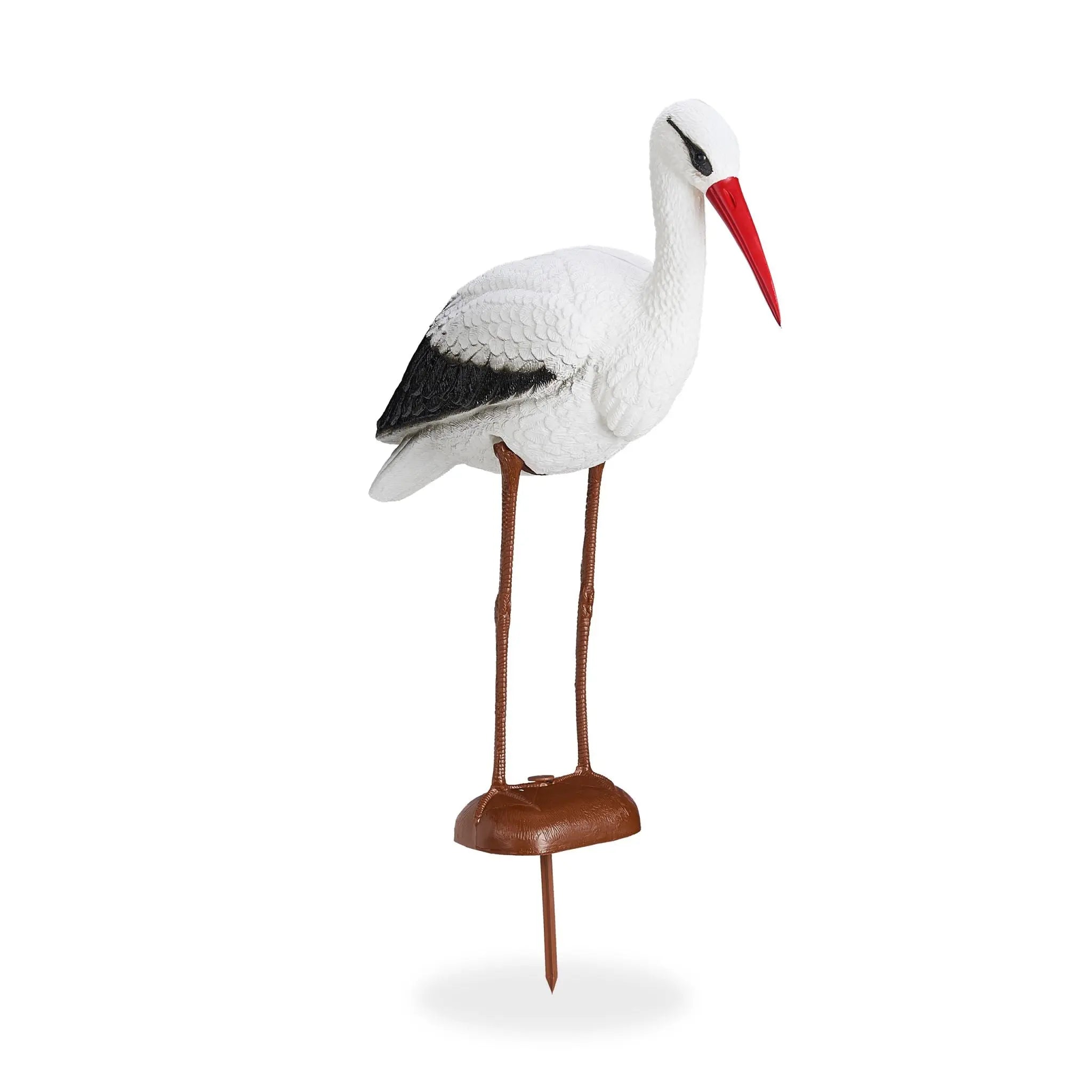 Gartenfigur Storch Weiss-Braun-Schwarz von Relaxdays