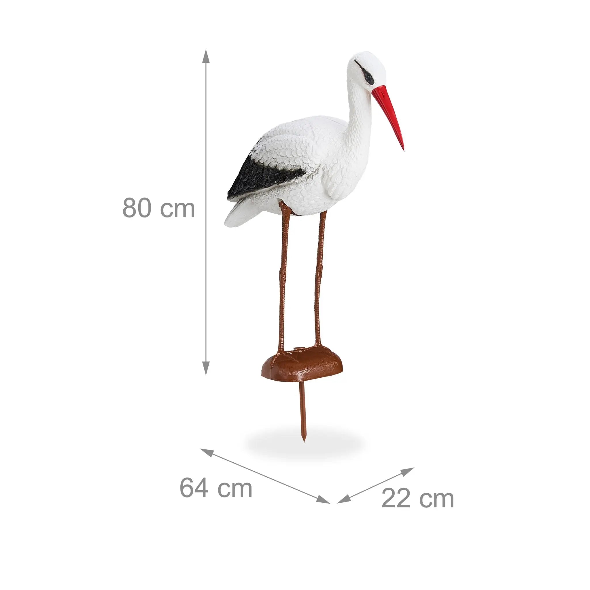 Gartenfigur Storch Weiss-Braun-Schwarz von Relaxdays