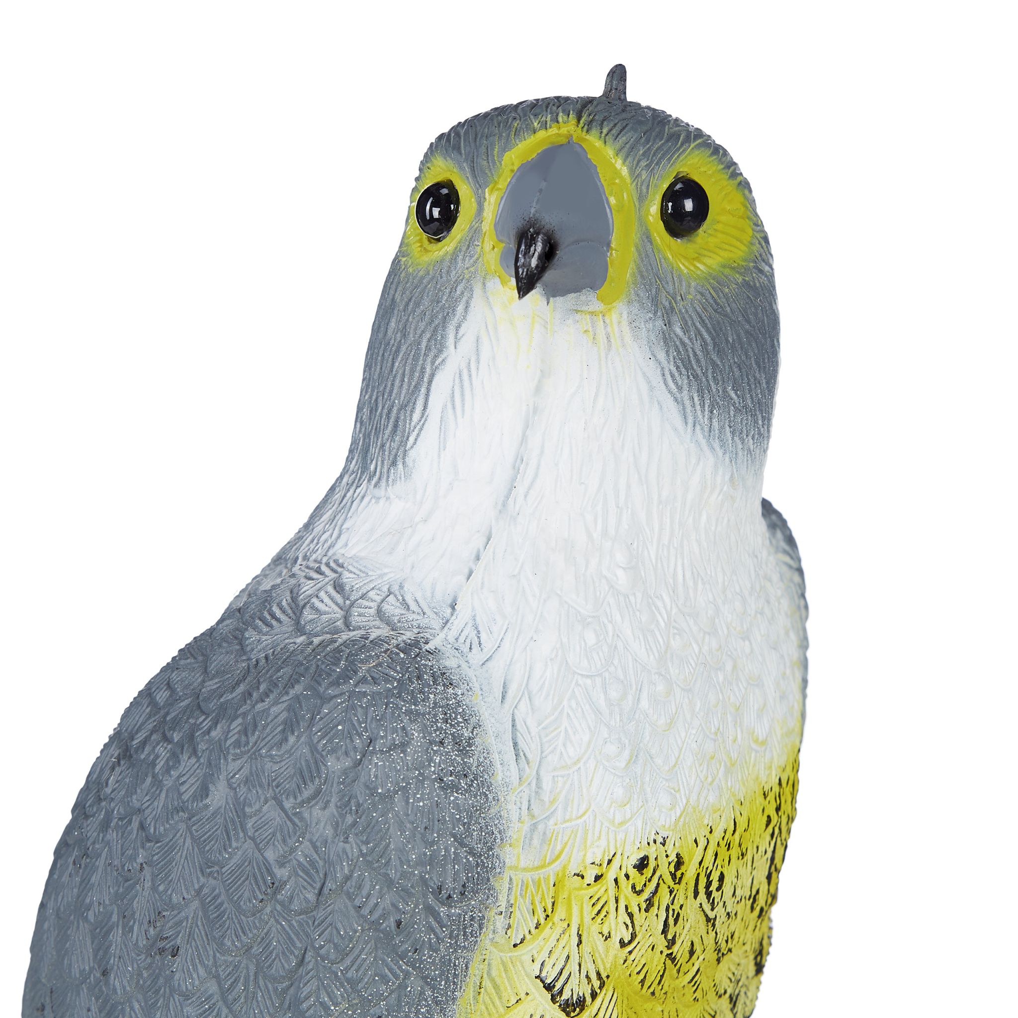 Vogelschreck Falke sitzend Weiss-Gelb-Grau von Relaxdays