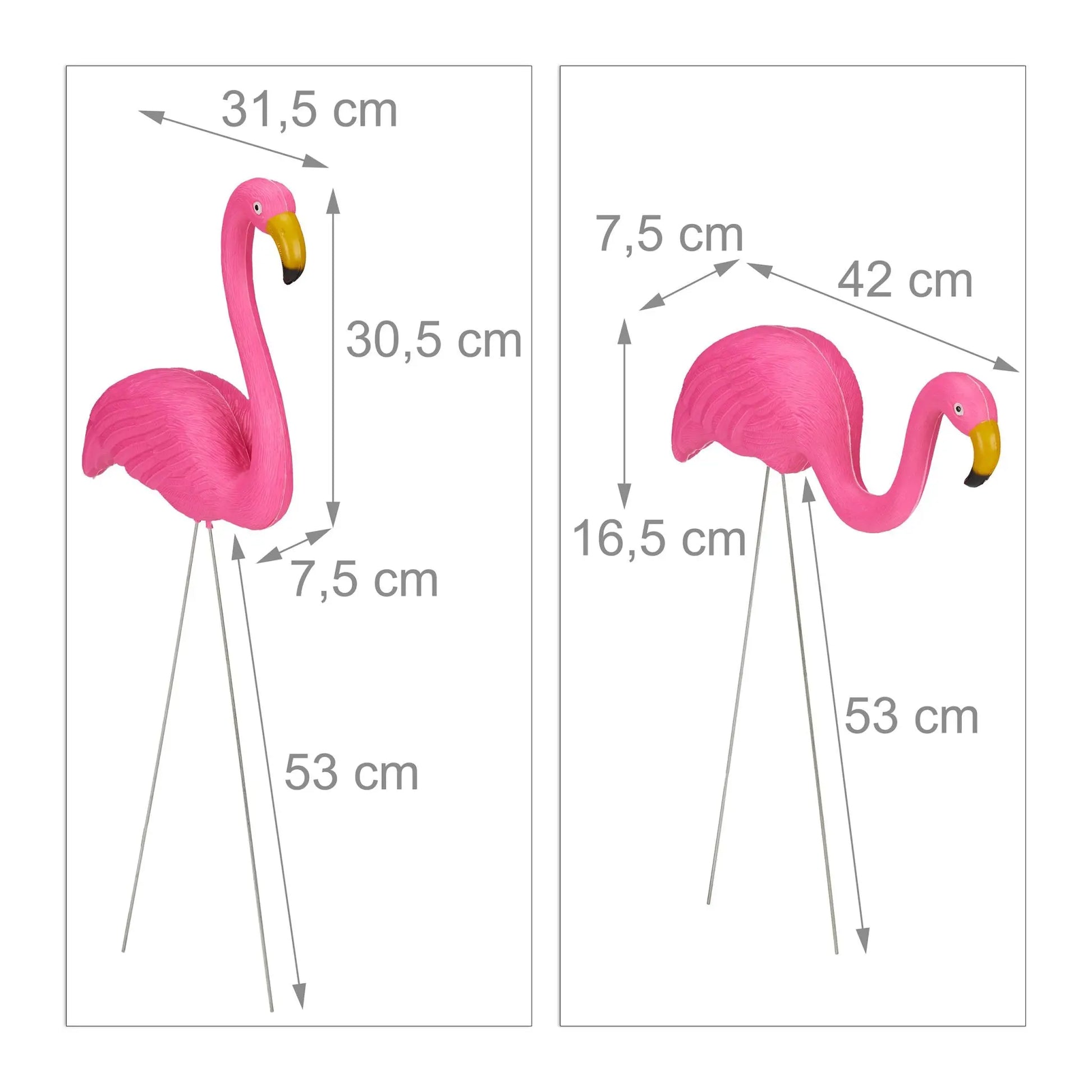 Flamingo Figur 2er-Set Pink von Relaxdays
