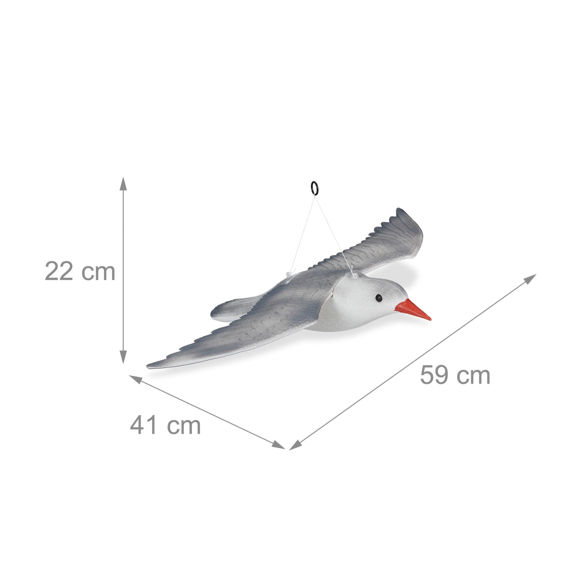 Vogelschreck Möwe fliegend Weiss-Grau von Relaxdays