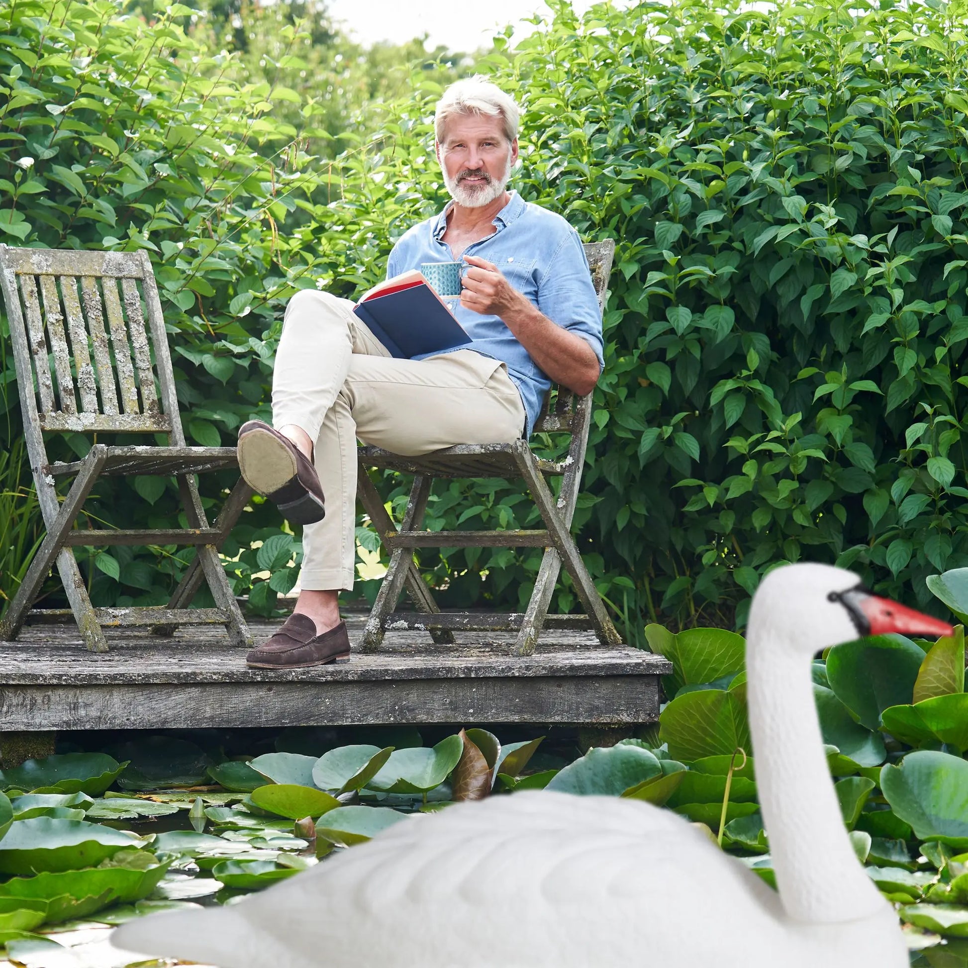 XXL Gartendeko Schwan Weiss von Relaxdays
