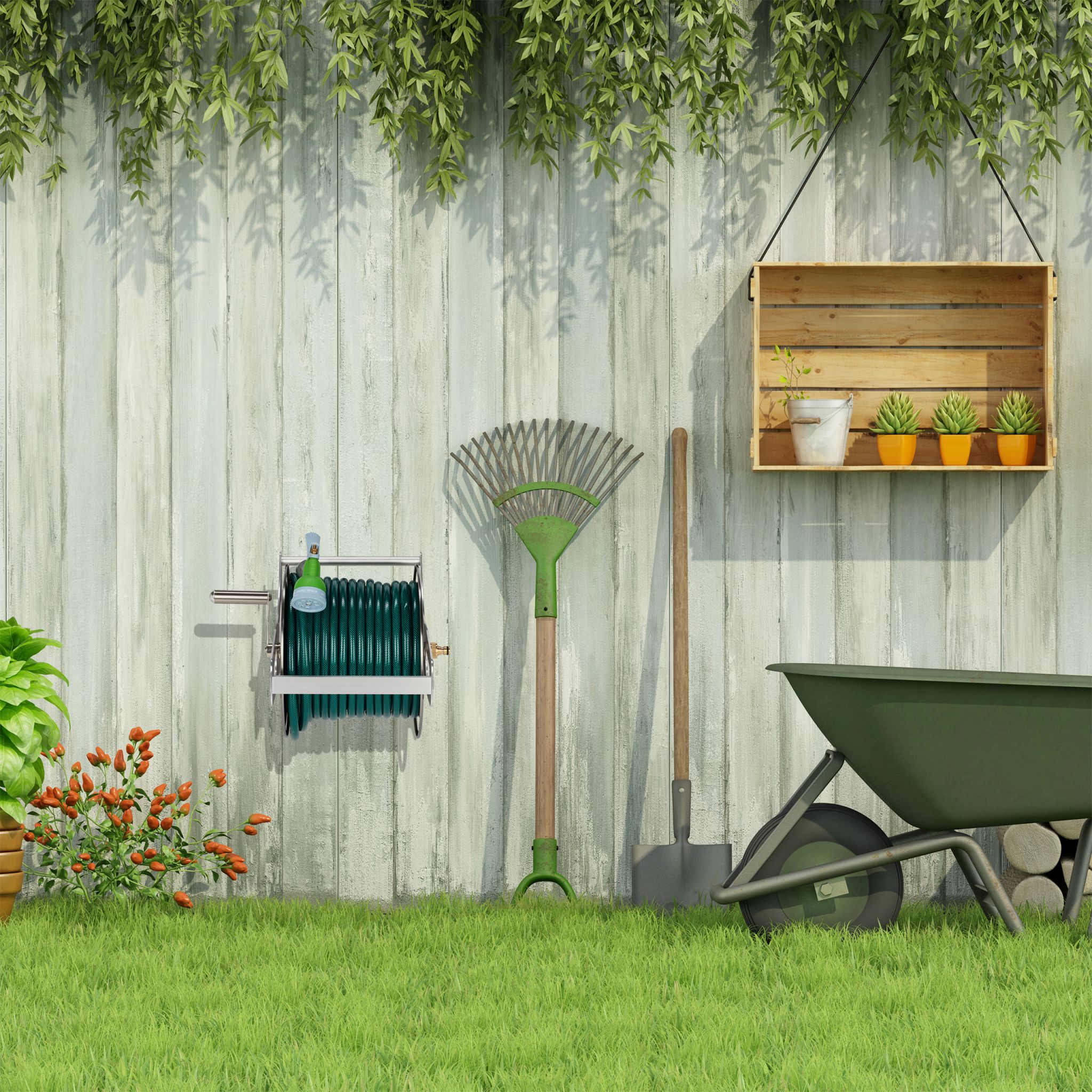 Schlauchtrommel Metall Silber von Relaxdays