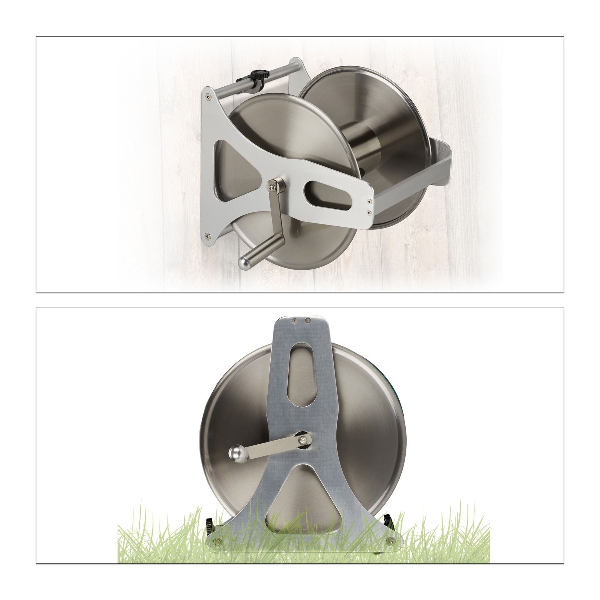 Schlauchtrommel Metall Silber von Relaxdays