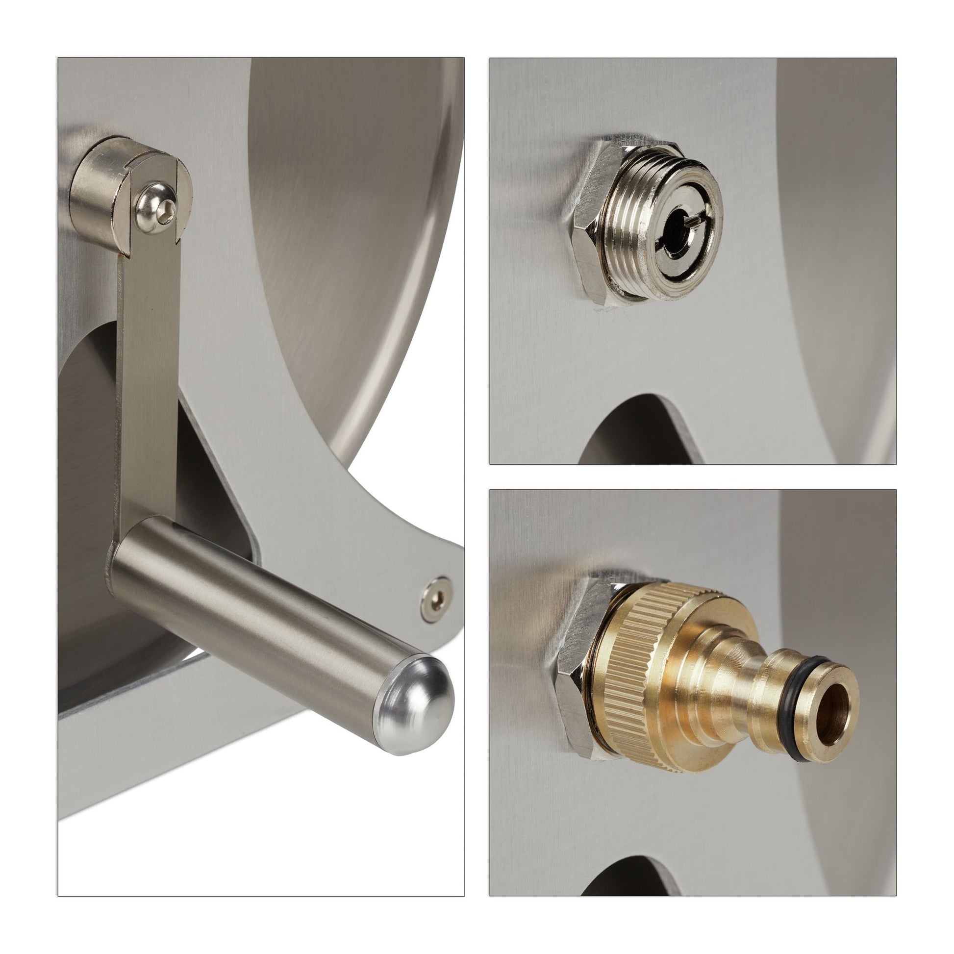 Schlauchtrommel Metall Silber von Relaxdays