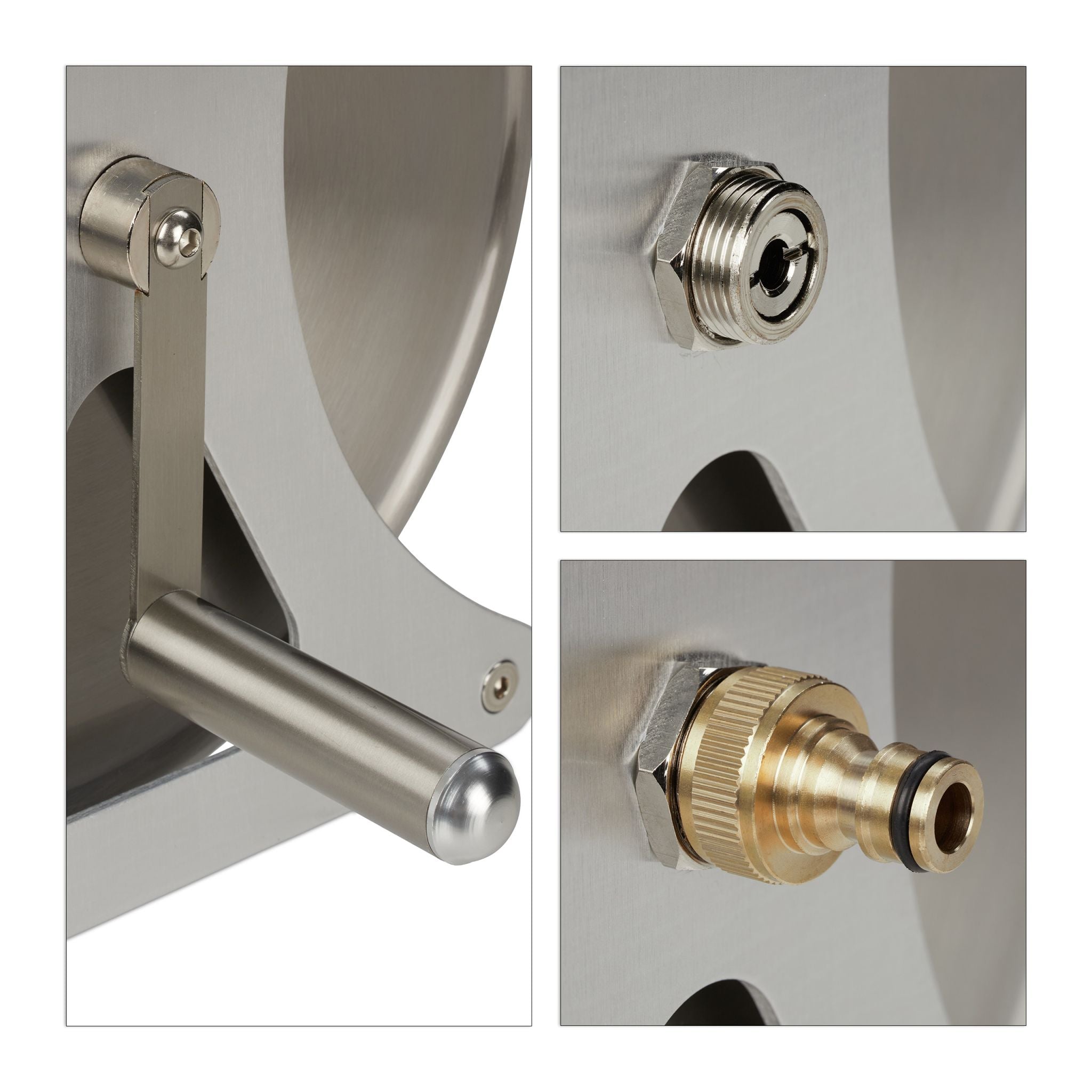 Schlauchtrommel Metall Silber von Relaxdays
