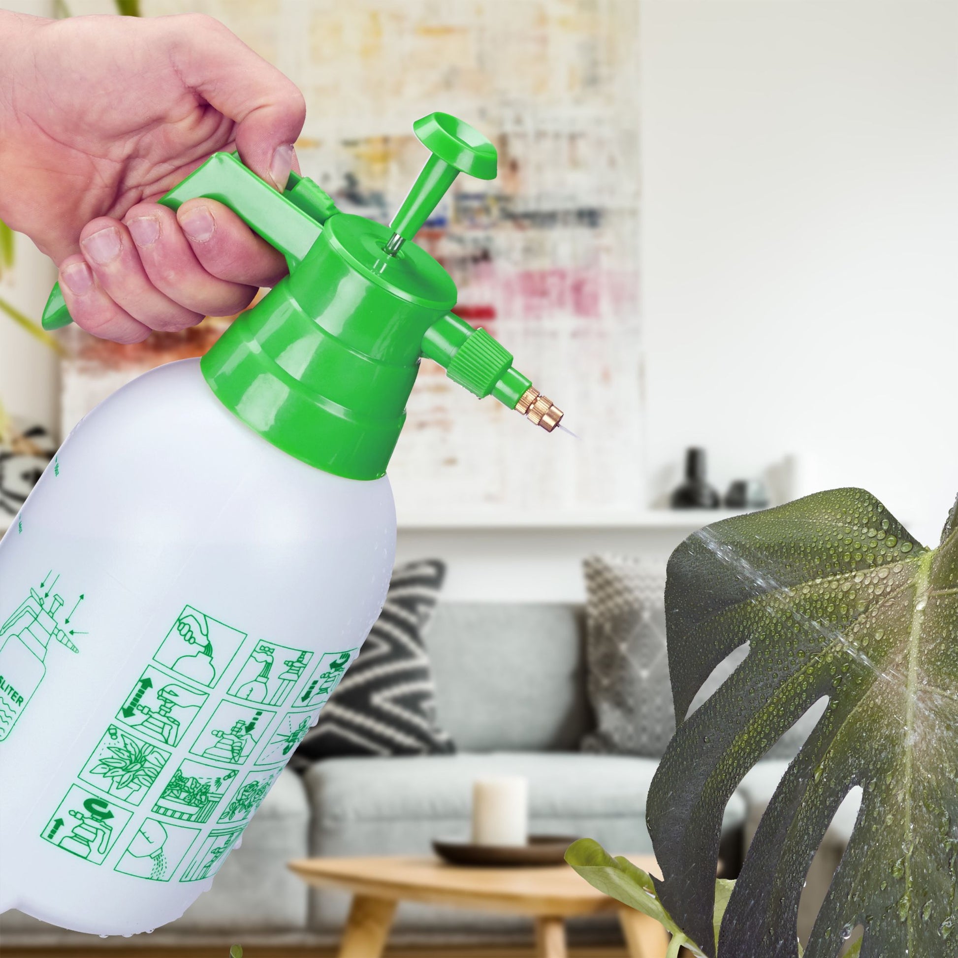 Pumpsprühflasche 1 Liter Weiss-Grün von Relaxdays