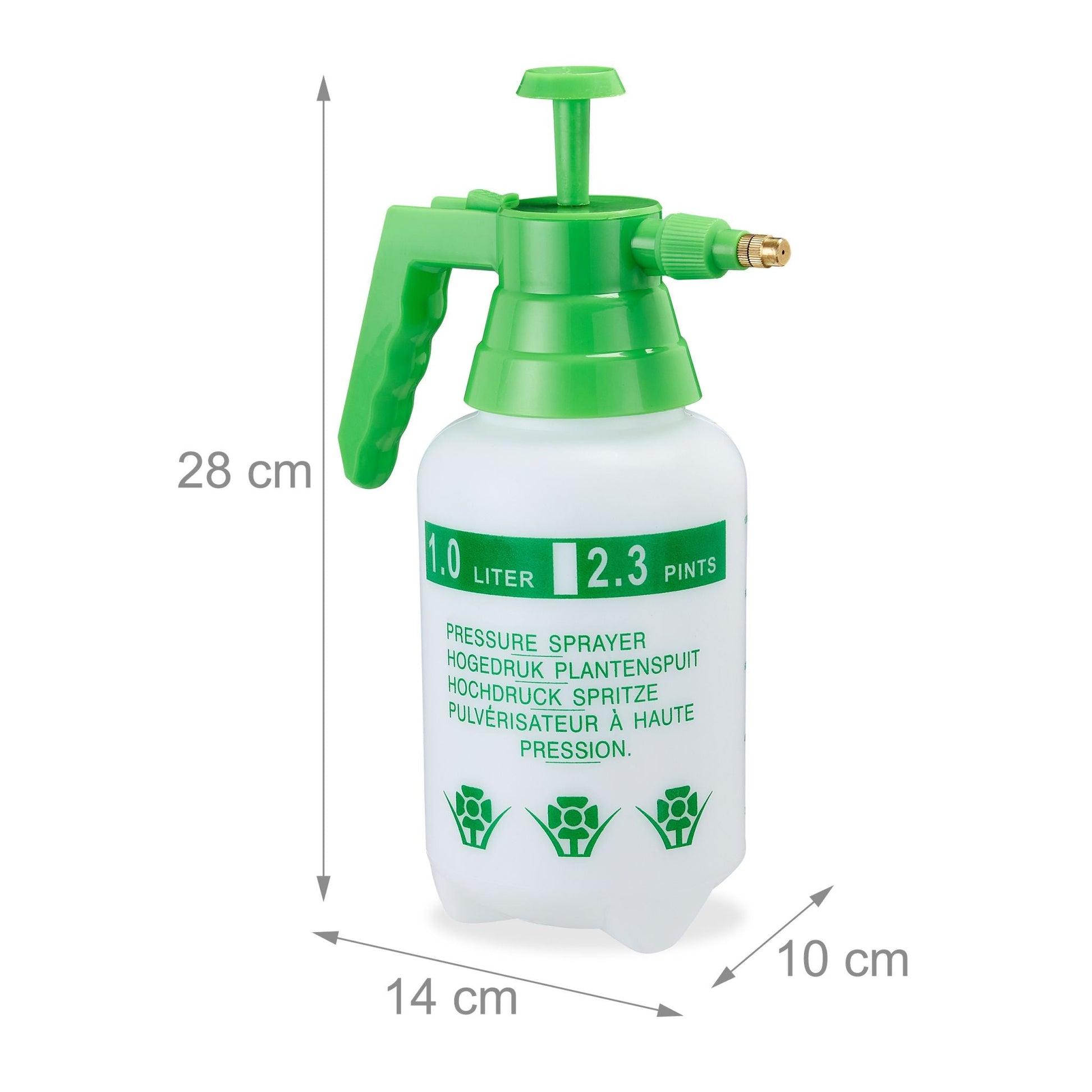 Pumpsprühflasche 1 Liter Weiss-Grün von Relaxdays