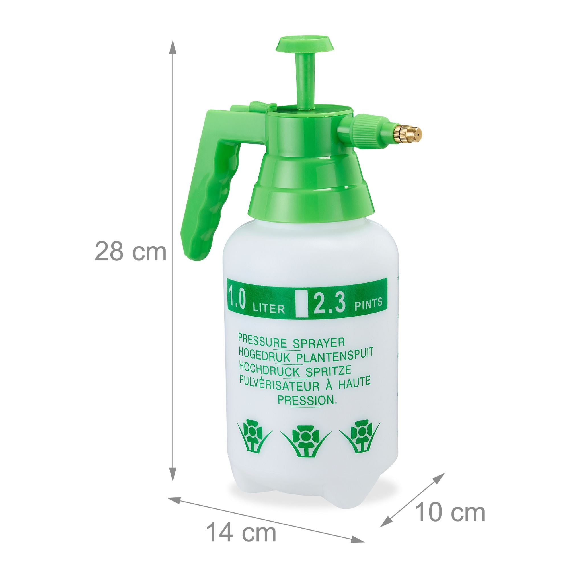 Pumpsprühflasche 1 Liter Weiss-Grün von Relaxdays
